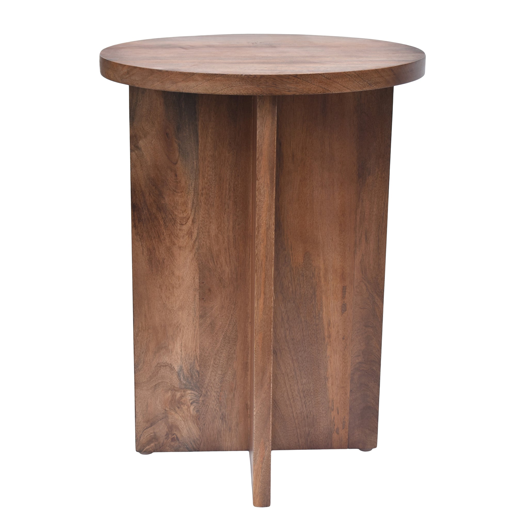 Cross bottom round Wooden Side Table