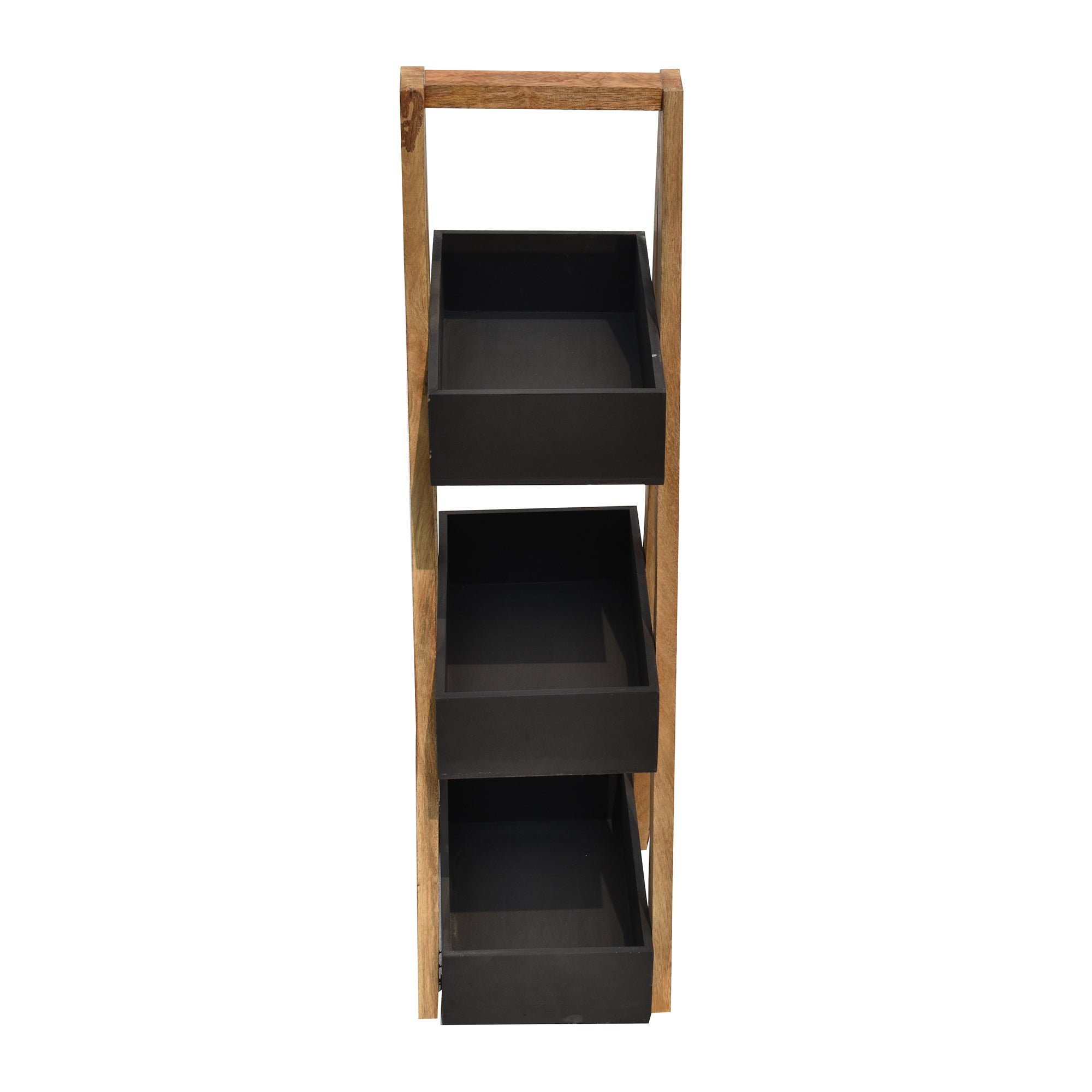 Triangular black 3 Tiers Wooden Storage Organizer Slim Rack Shelf