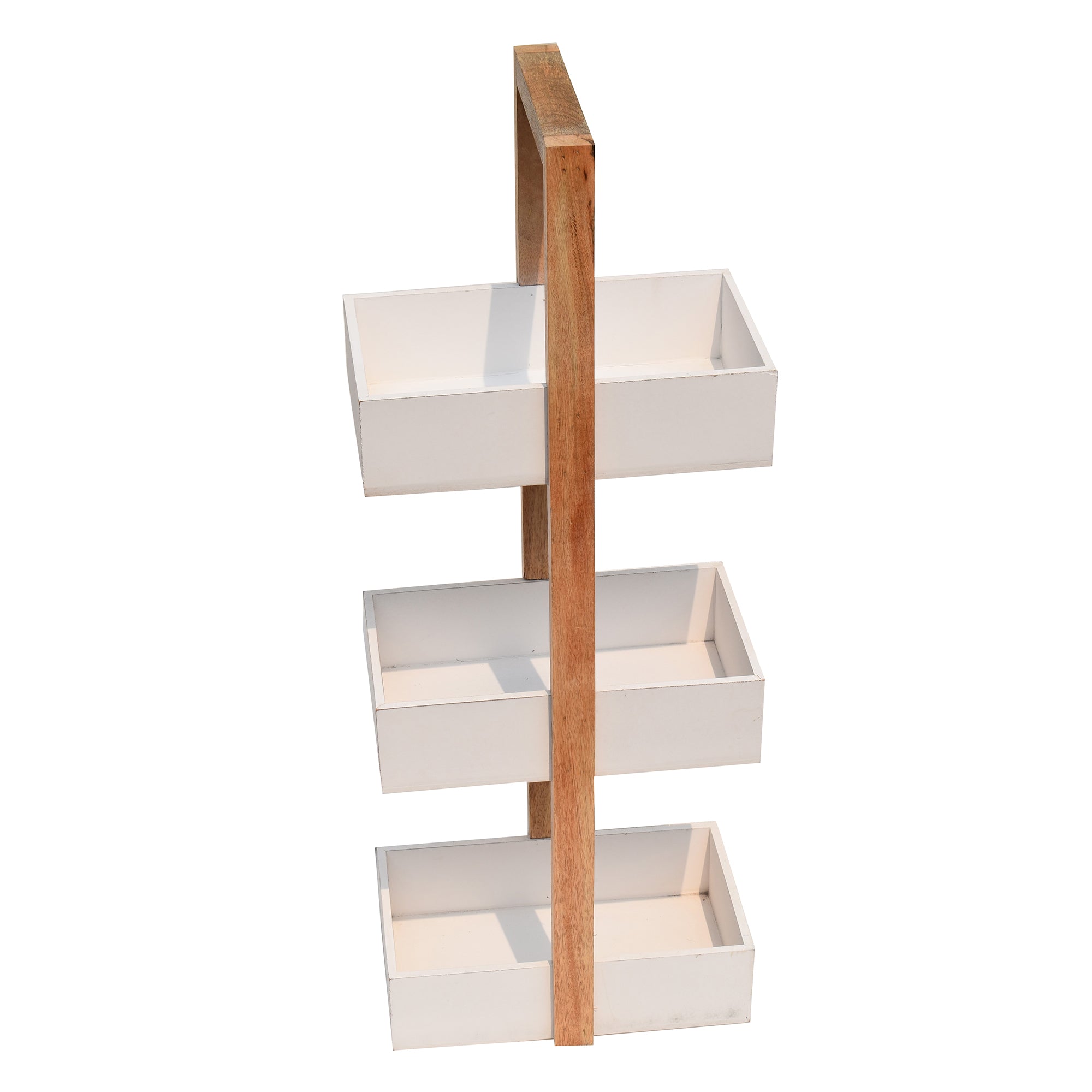 Straight white 3 Tiers Wooden Storage Organizer rack