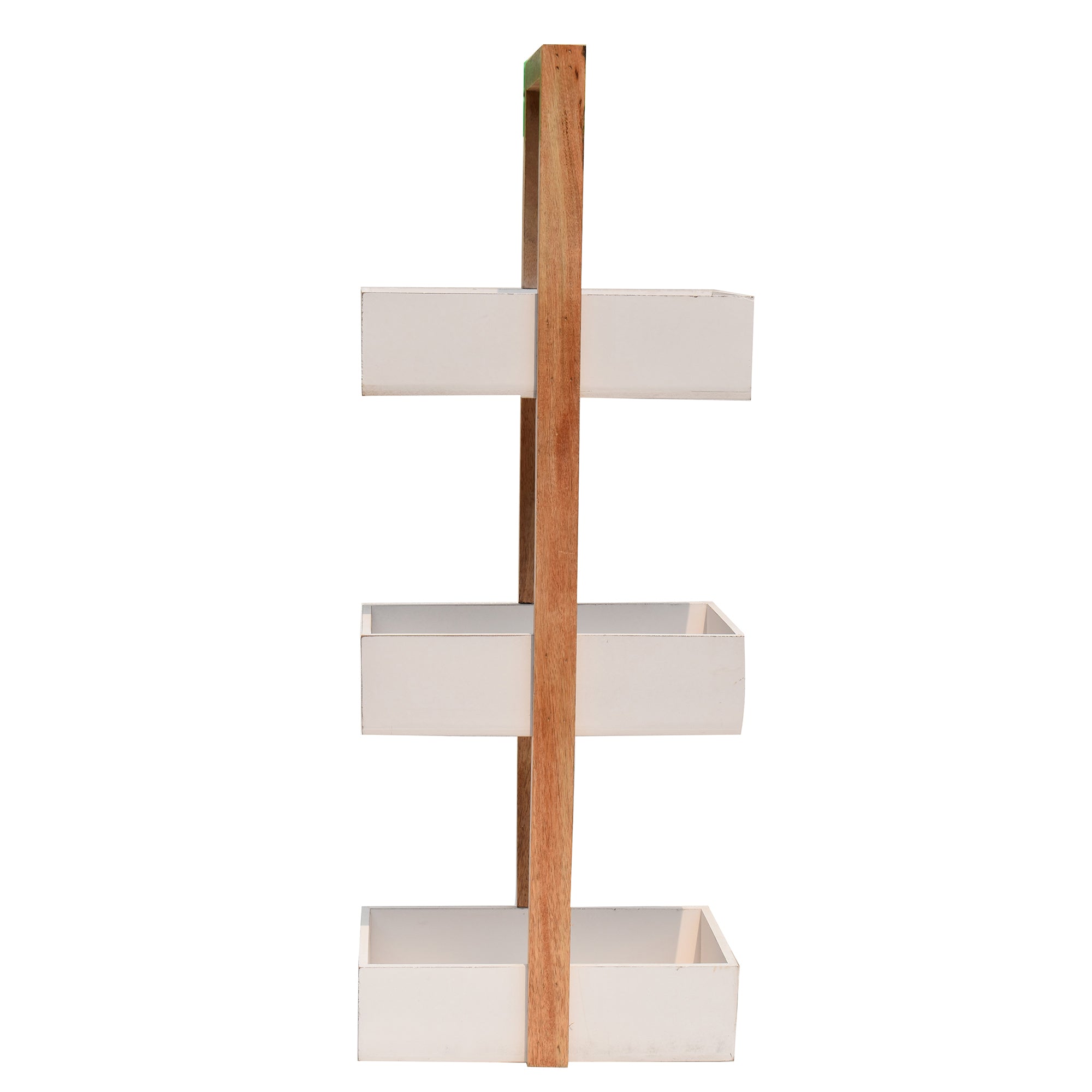 Straight white 3 Tiers Wooden Storage Organizer rack