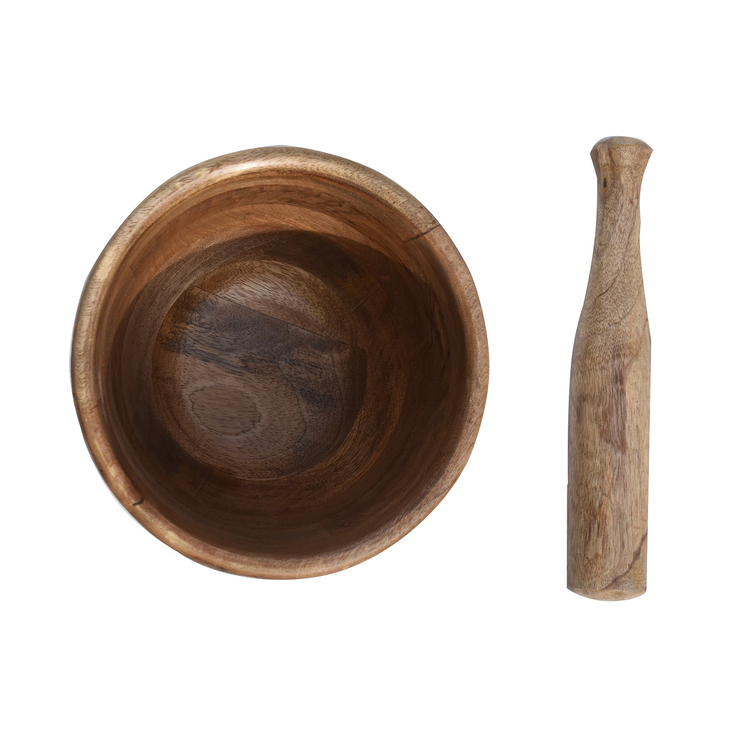 Wooden Carved Mortar & Pestle