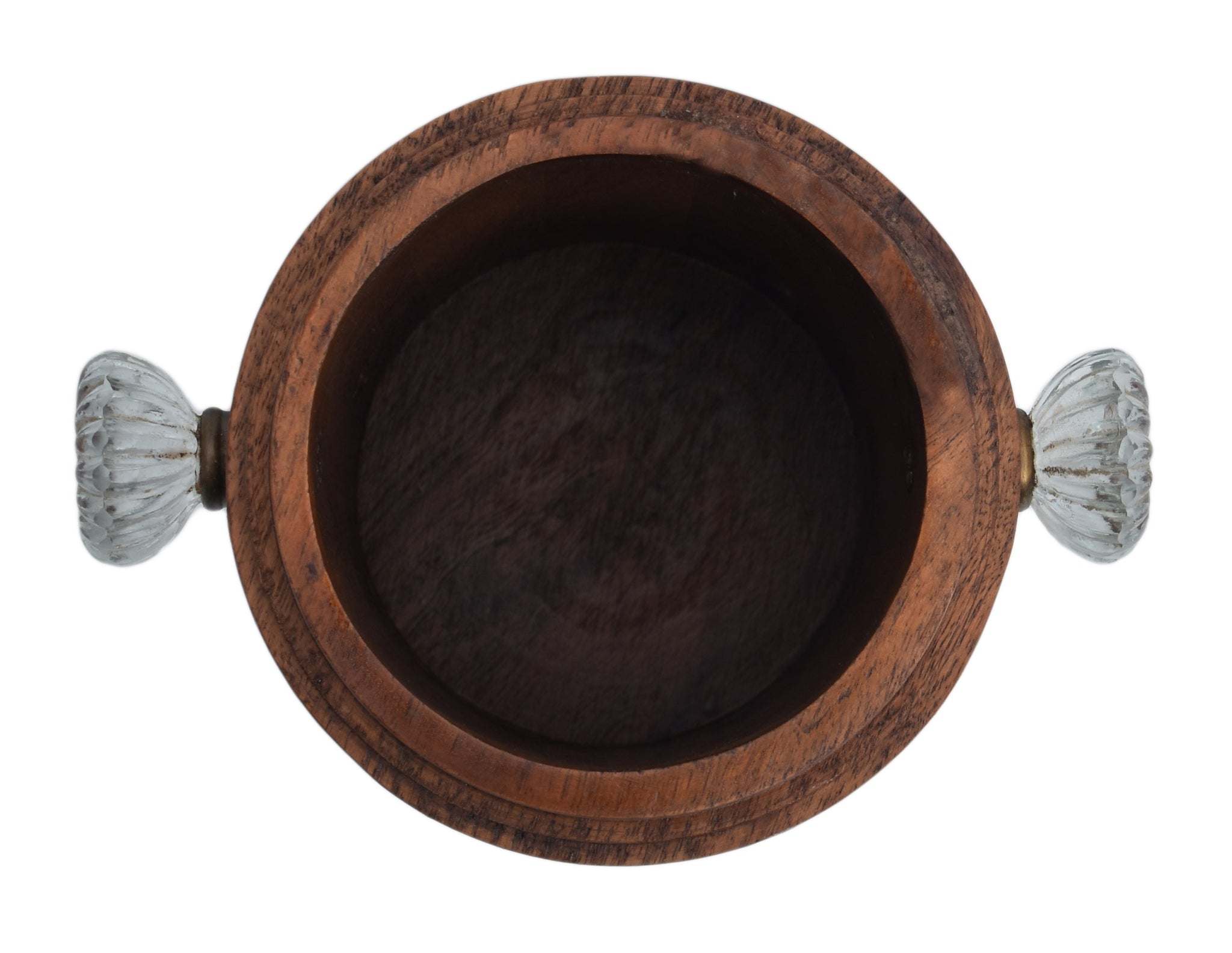 Circular Wooden utensil holder with glass knobs