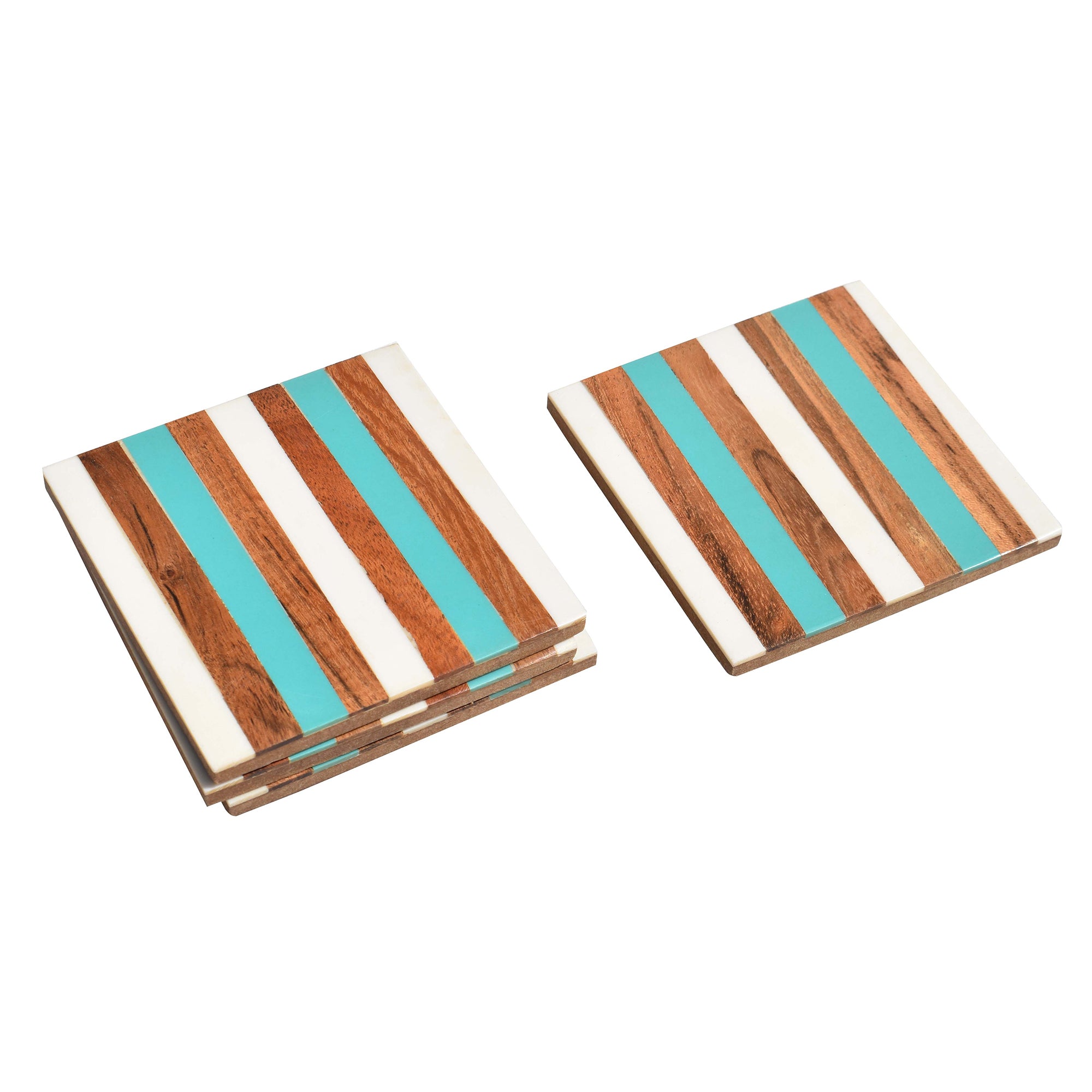 Wooden Resin Coaster(Blue and white Resin)