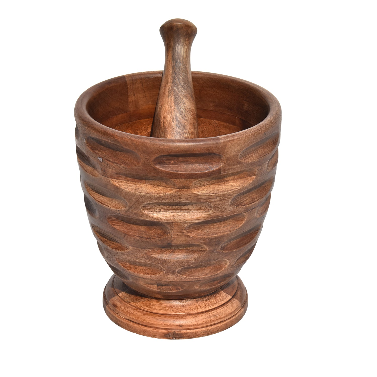Wooden Carved Mortar & Pestle
