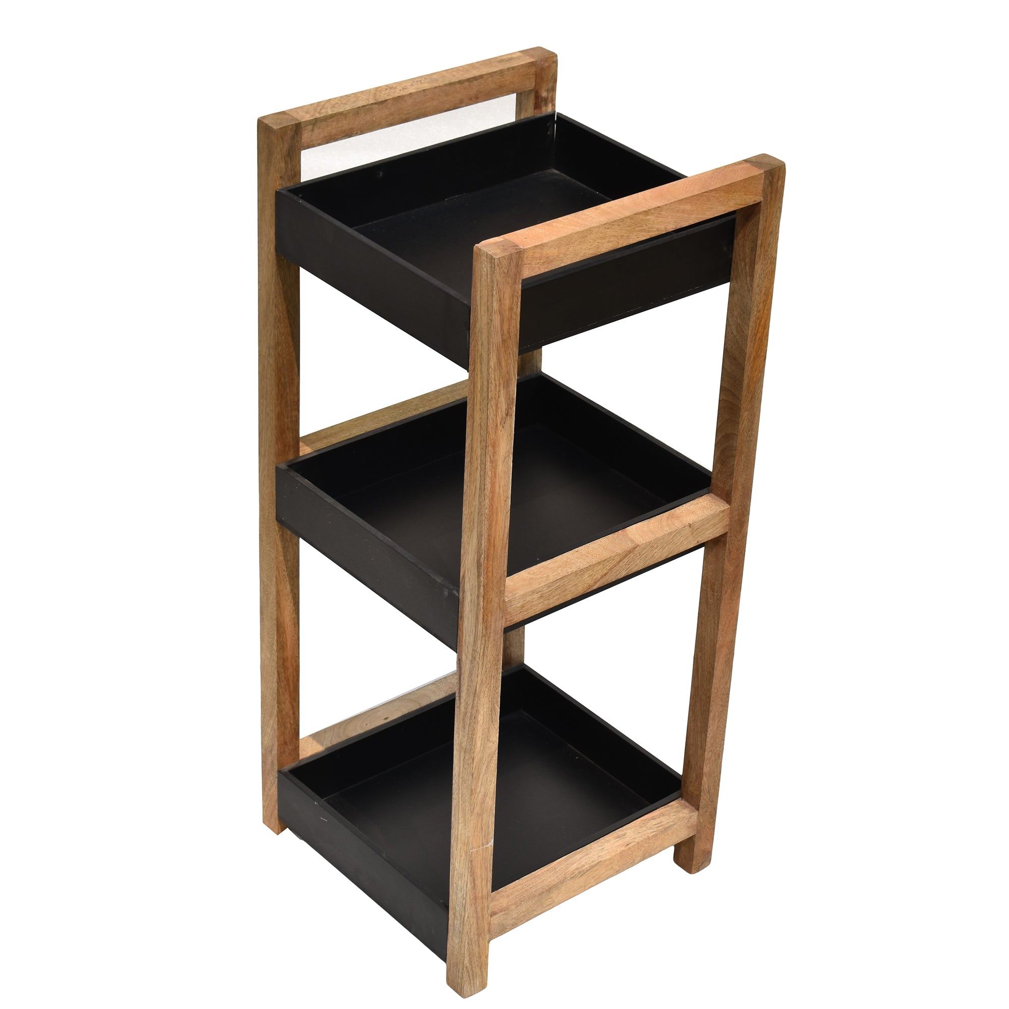Classic black  3 Tiers Wooden Storage Organize Rack Shelf