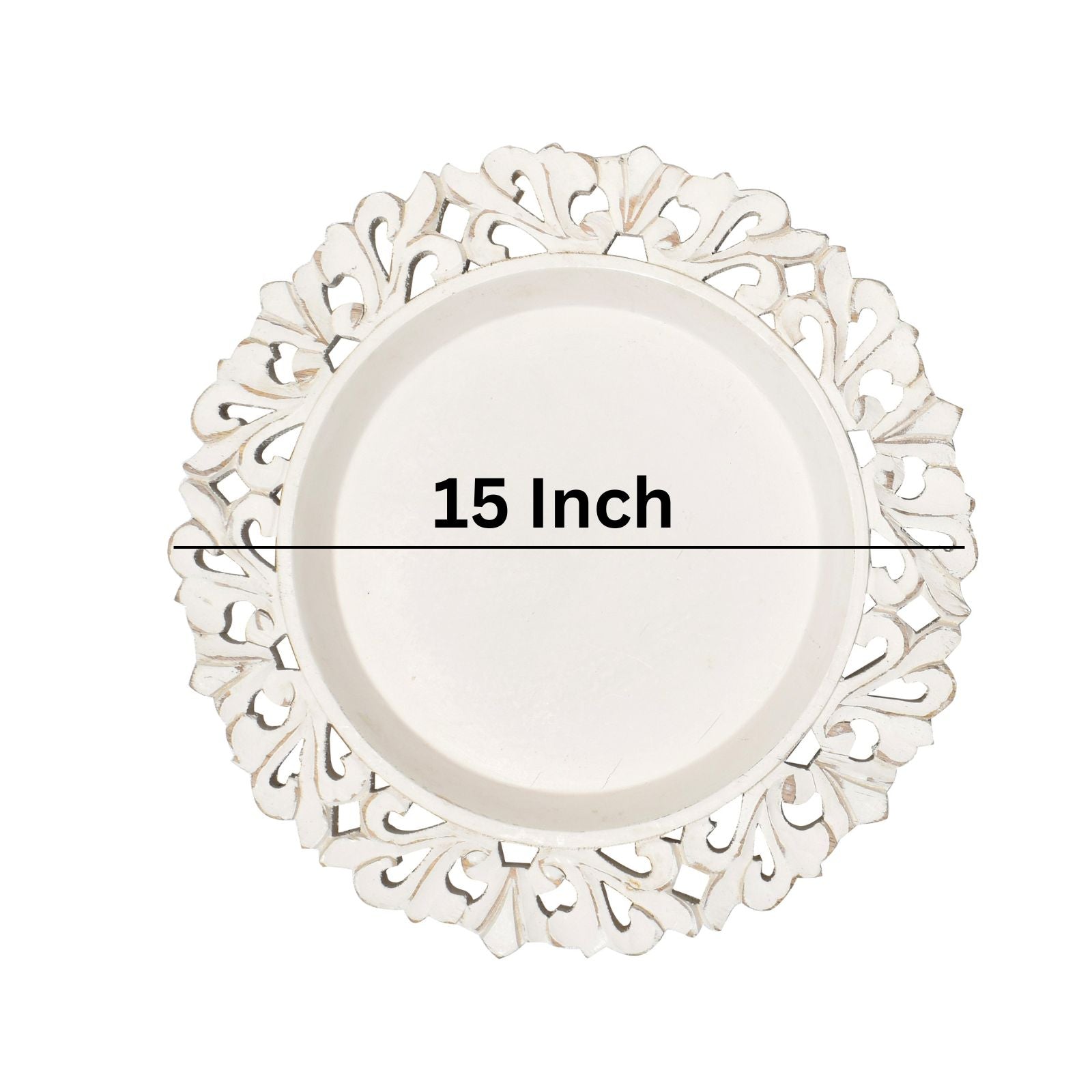 White Wooden Plate with Ornate Cutouts Handmade Table Top Plates