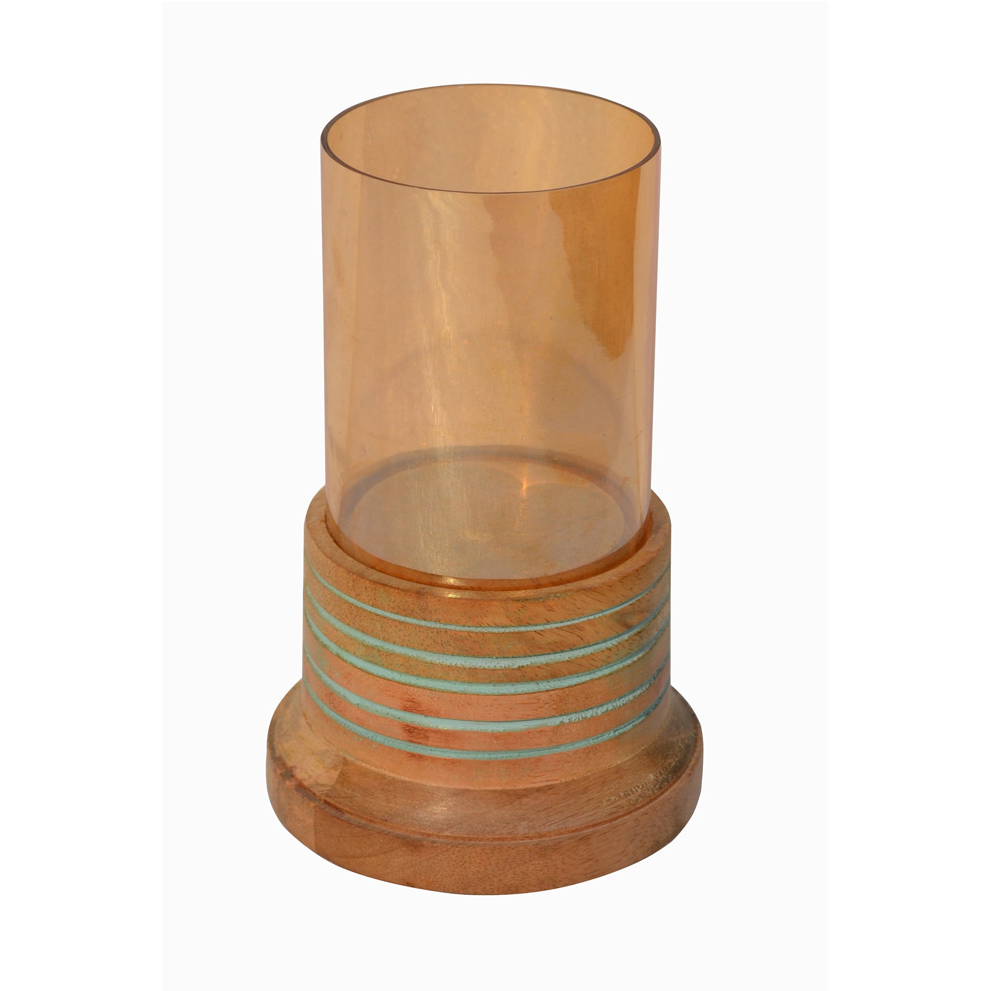 Wooden Board Candle Holder with Hurricane Glass | Rustic Home Decor Accent