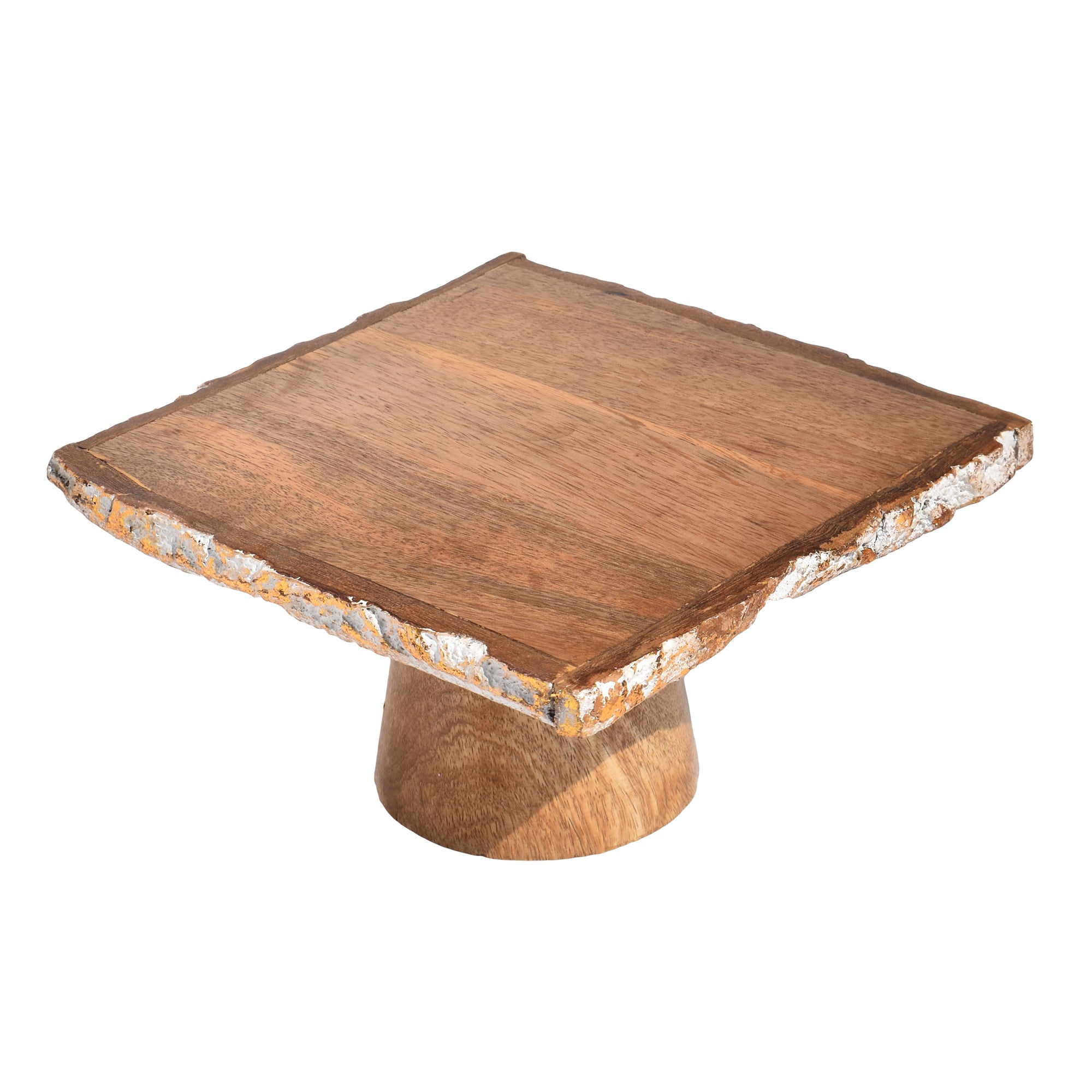 Wooden Cake Stand, Dessert Serving Tray Platter,  Cake Cutting Holder, Cake Plate with Bark Pattern Tray Dessert Stand Cupcake Holder