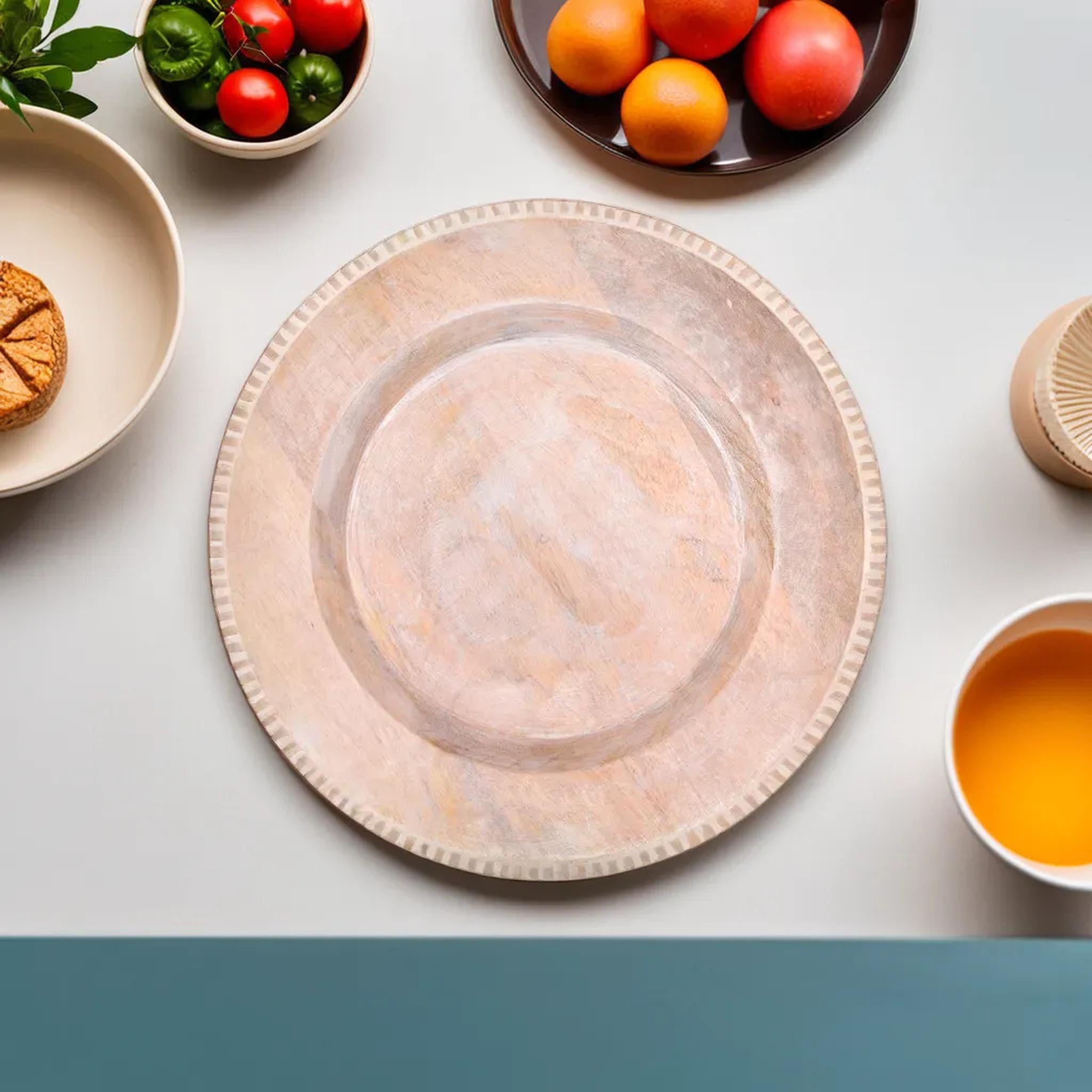 Simple Wooden Plate with Beaded Edge Handmade Table Top Plates