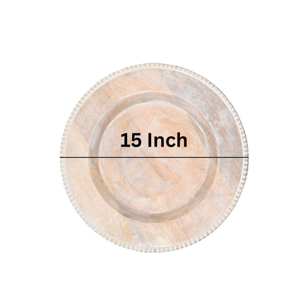 Simple Wooden Plate with Beaded Edge Handmade Table Top Plates