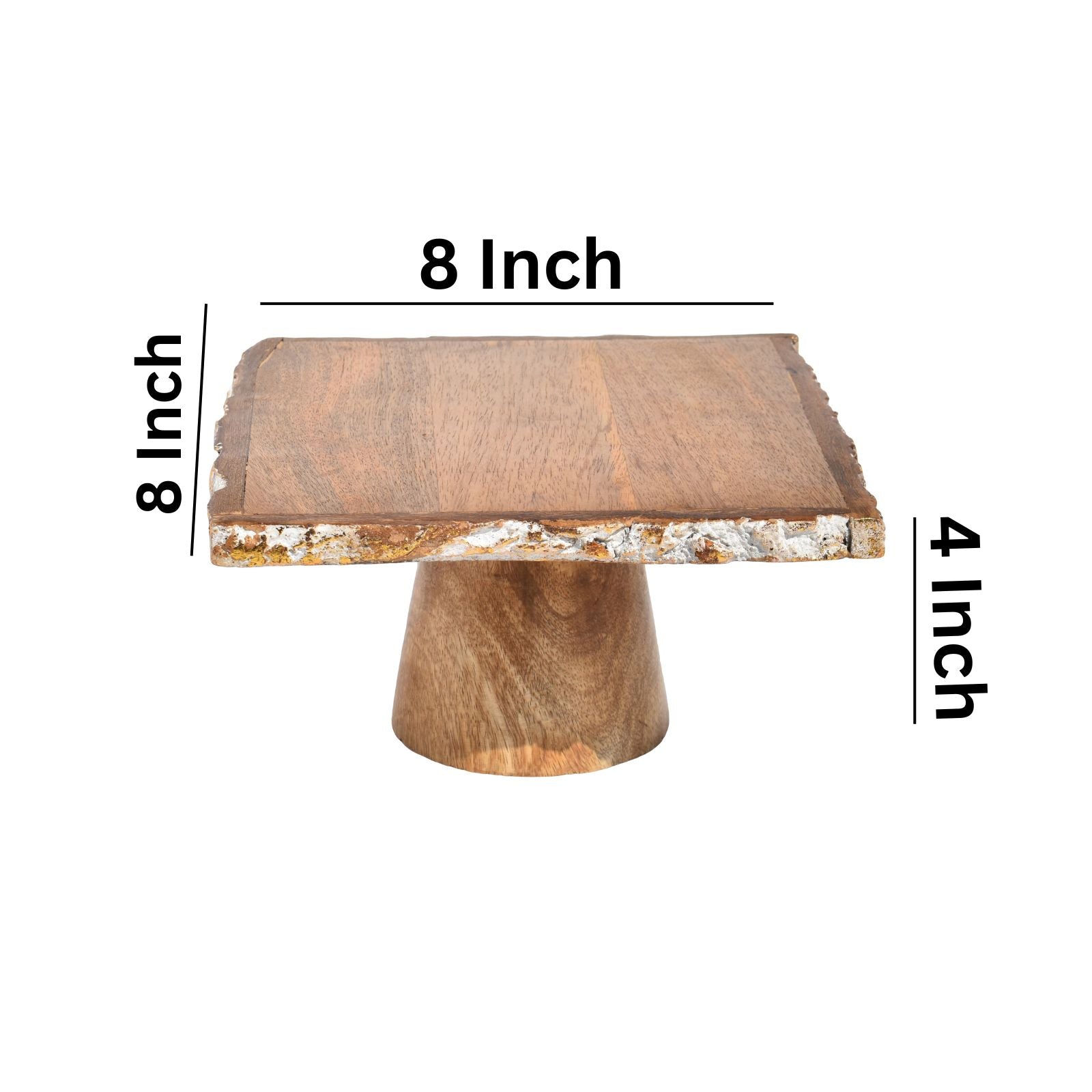 Wooden Cake Stand, Dessert Serving Tray Platter,  Cake Cutting Holder, Cake Plate with Bark Pattern Tray Dessert Stand Cupcake Holder