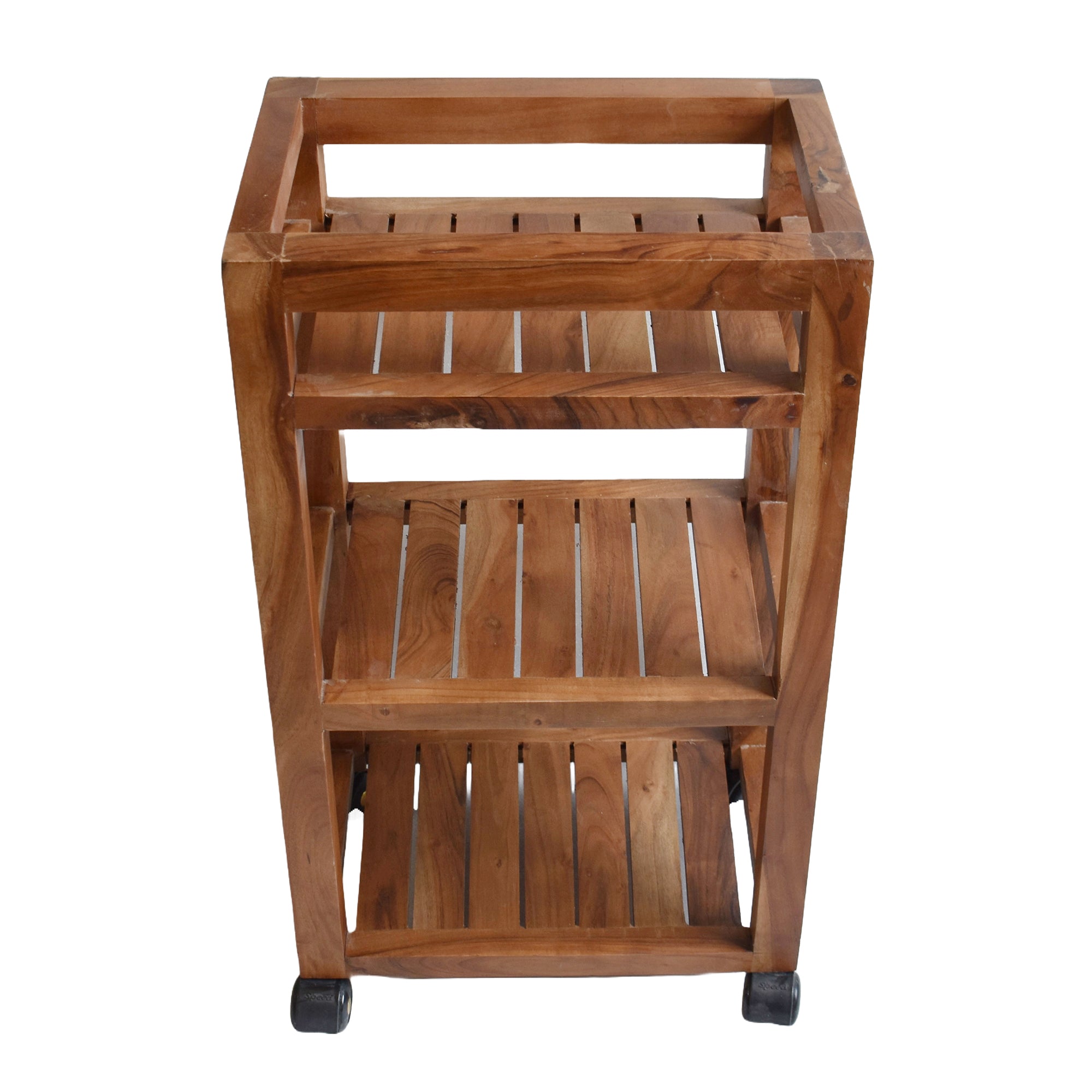 Handcrafted Wooden Rolling Cart with Three Shelves - 12"x17"x30" - Mobile Storage Solution for Kitchen, Bathroom, and More