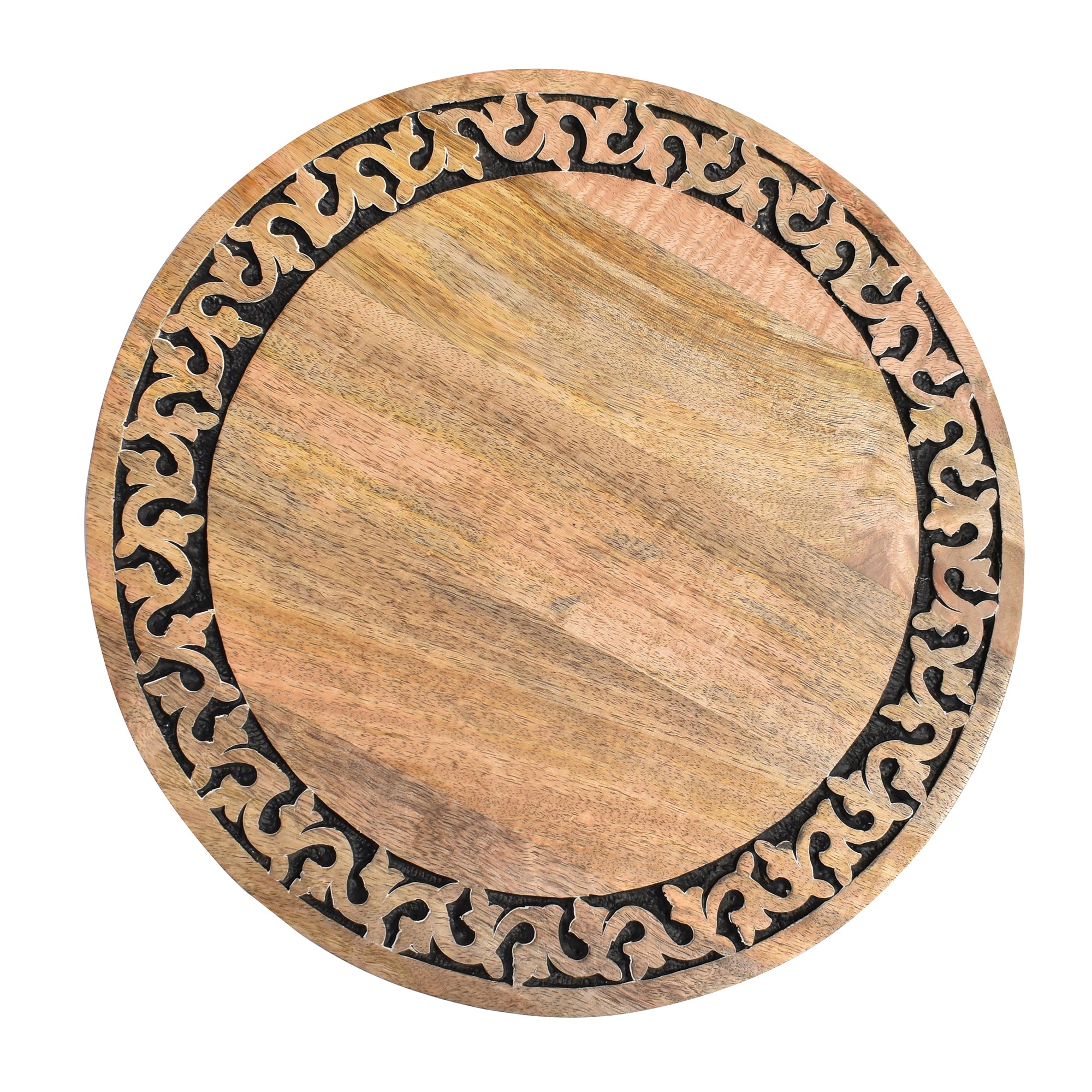 Wooden Detailed border white natural Lazy Susan
