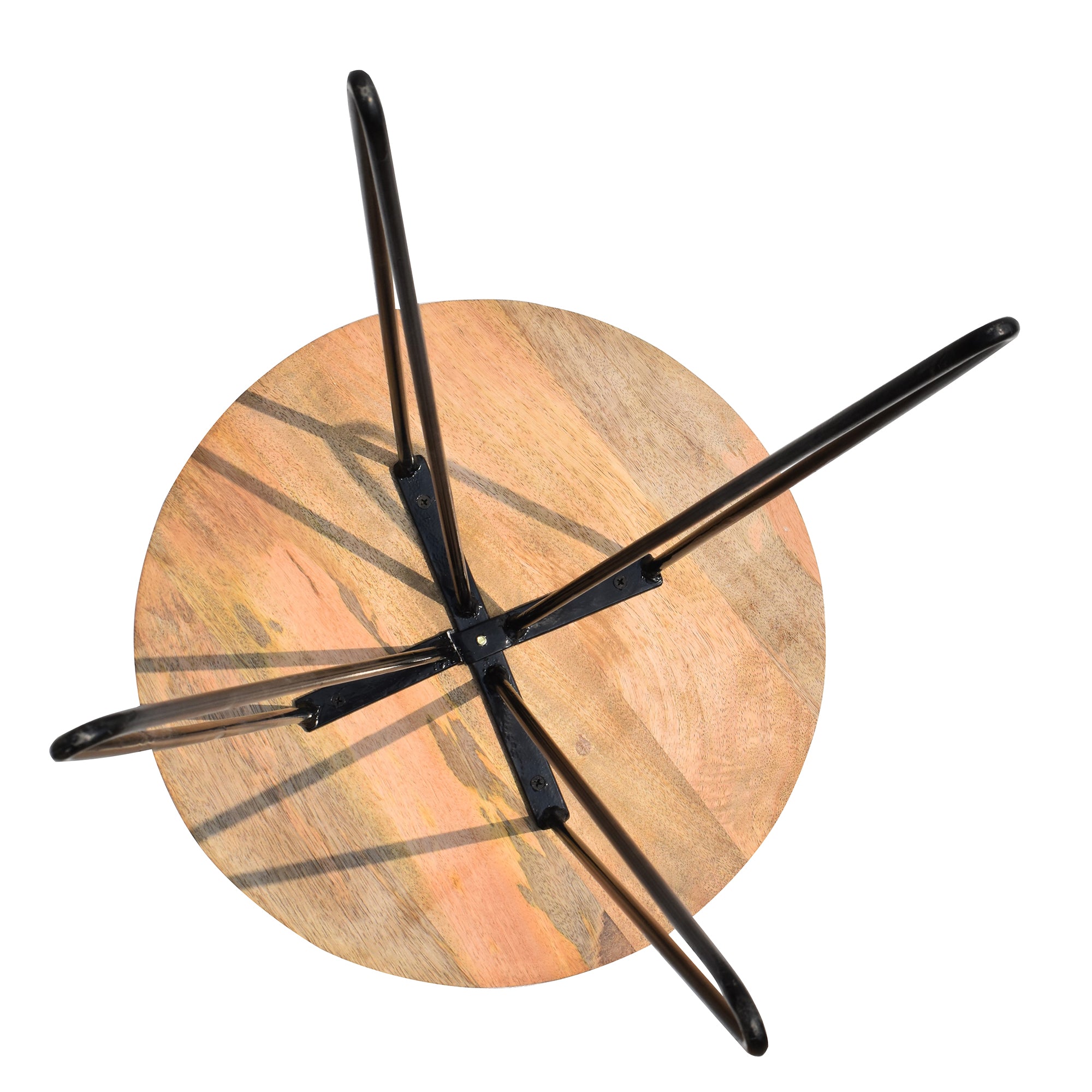 Handcrafted Wooden Table with Iron Metal Legs - Stylish 16x16x19 Inch Rustic Furniture