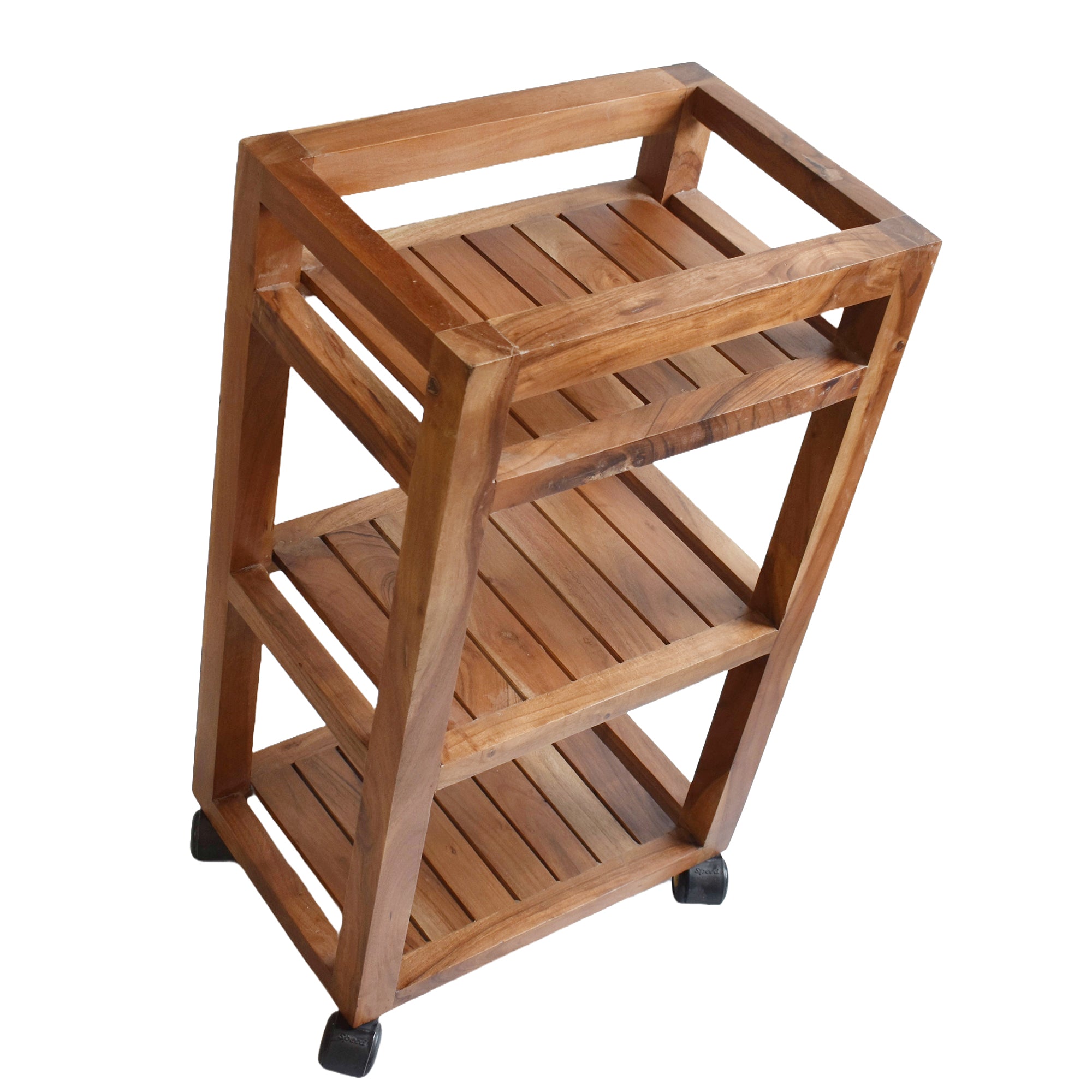 Handcrafted Wooden Rolling Cart with Three Shelves - 12"x17"x30" - Mobile Storage Solution for Kitchen, Bathroom, and More
