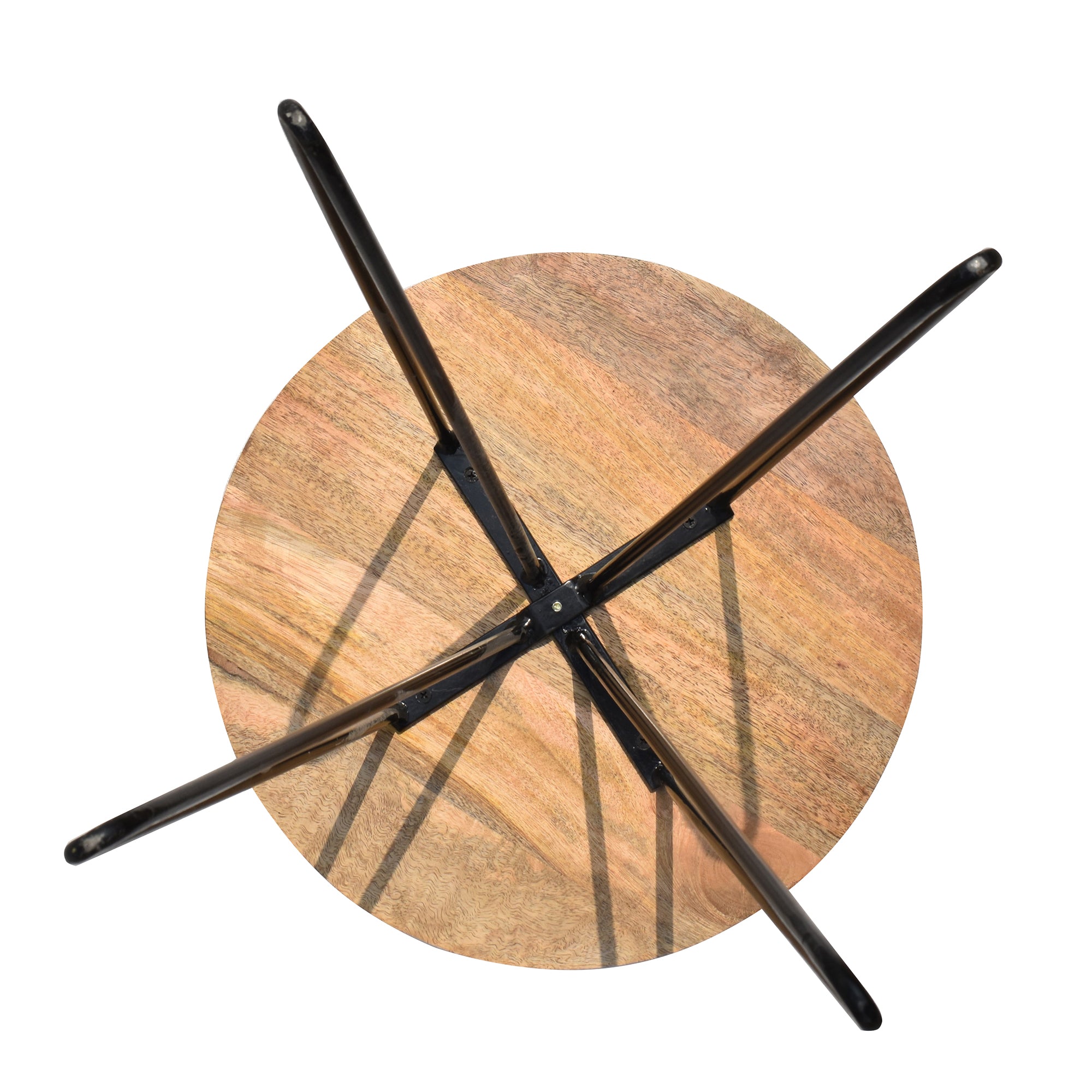 Handcrafted Wooden Table with Iron Metal Legs - Stylish 16x16x19 Inch Rustic Furniture