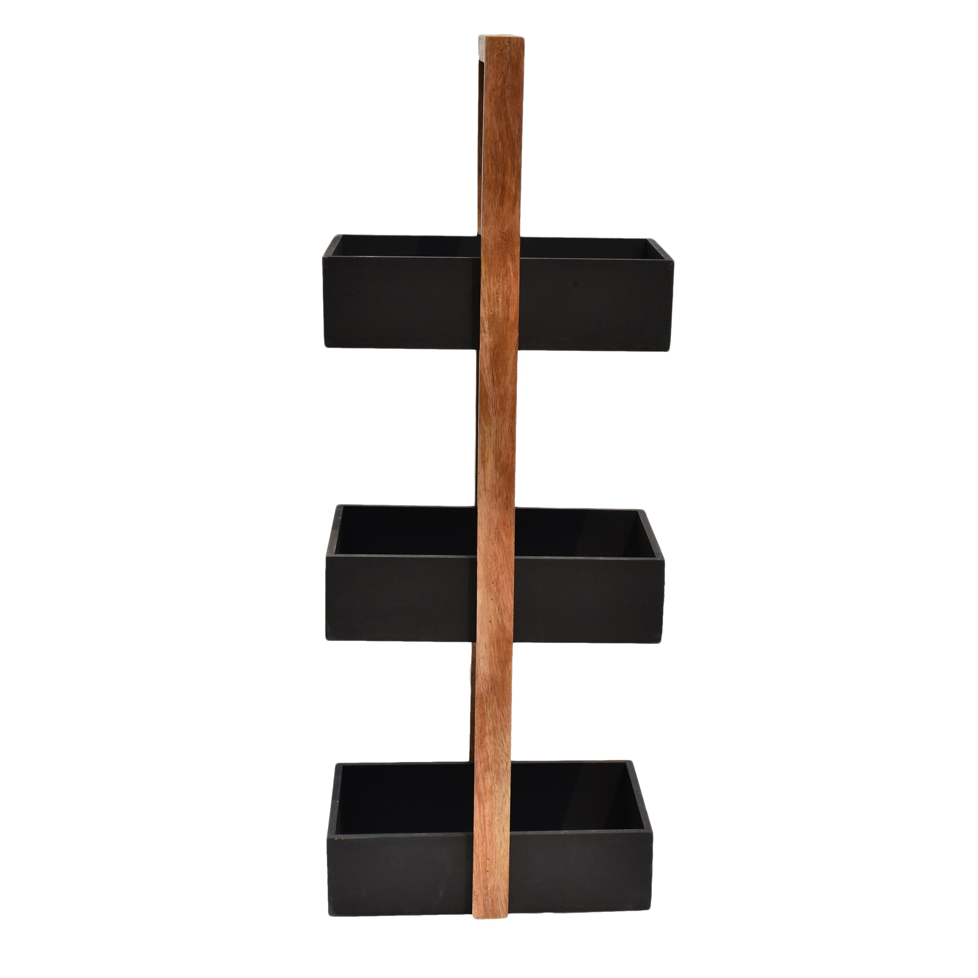 Straight black  3 Tiers Wooden Storage Organizer rack