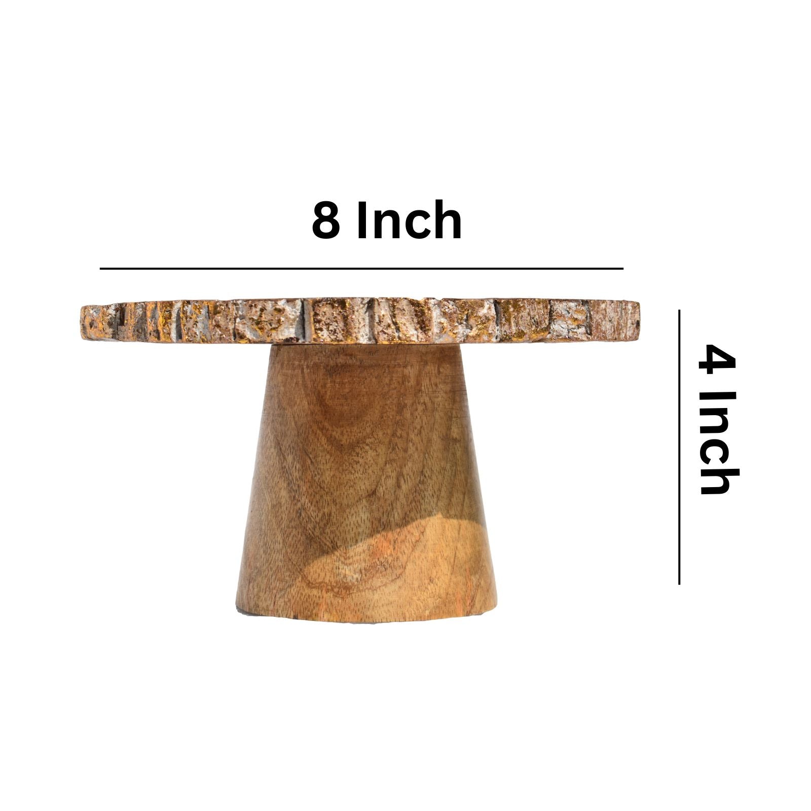 Wooden Round Cake Stand, Dessert Serving Tray Platter, Cake Cutting Holder,  Cake Plate with Bark Pattern Tray Dessert Stand Cupcake Holder