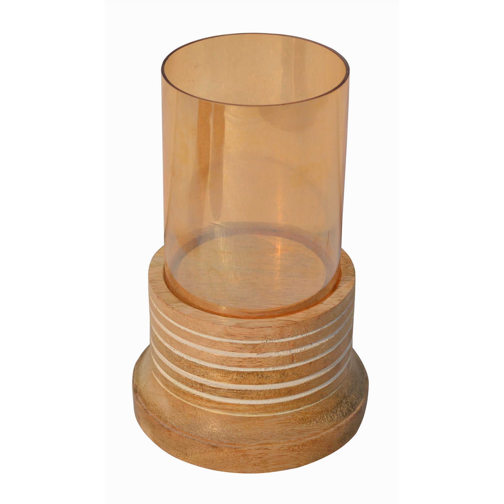 Wooden Board Candle Holder with Hurricane Glass | Rustic Home Decor Accent