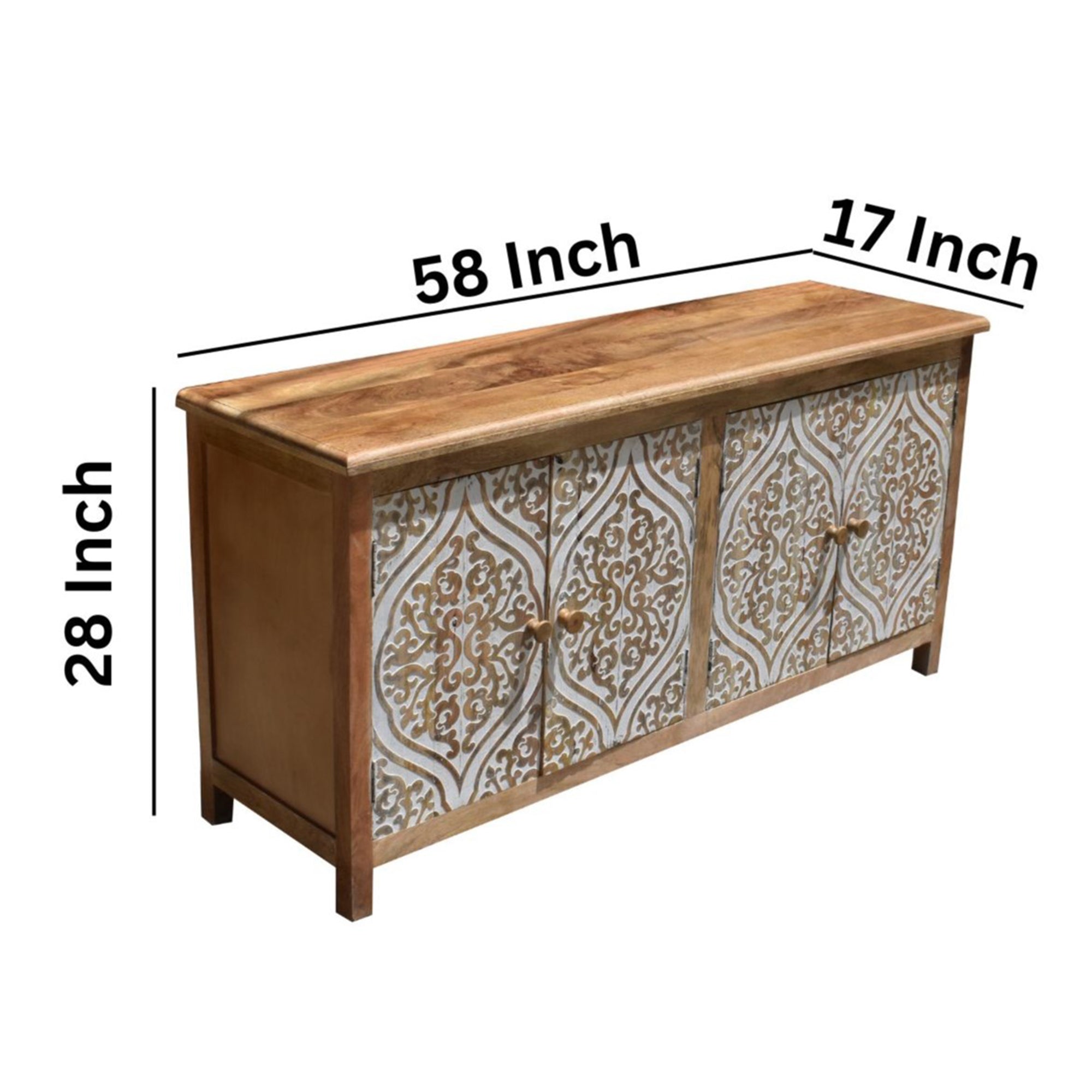 Wooden Carved Cabinet | Handcrafted Storage Cabinet with Intricate Designs