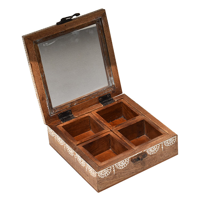 Handcrafted, Wooden Spice Box with Heena Painting (GD2300)
