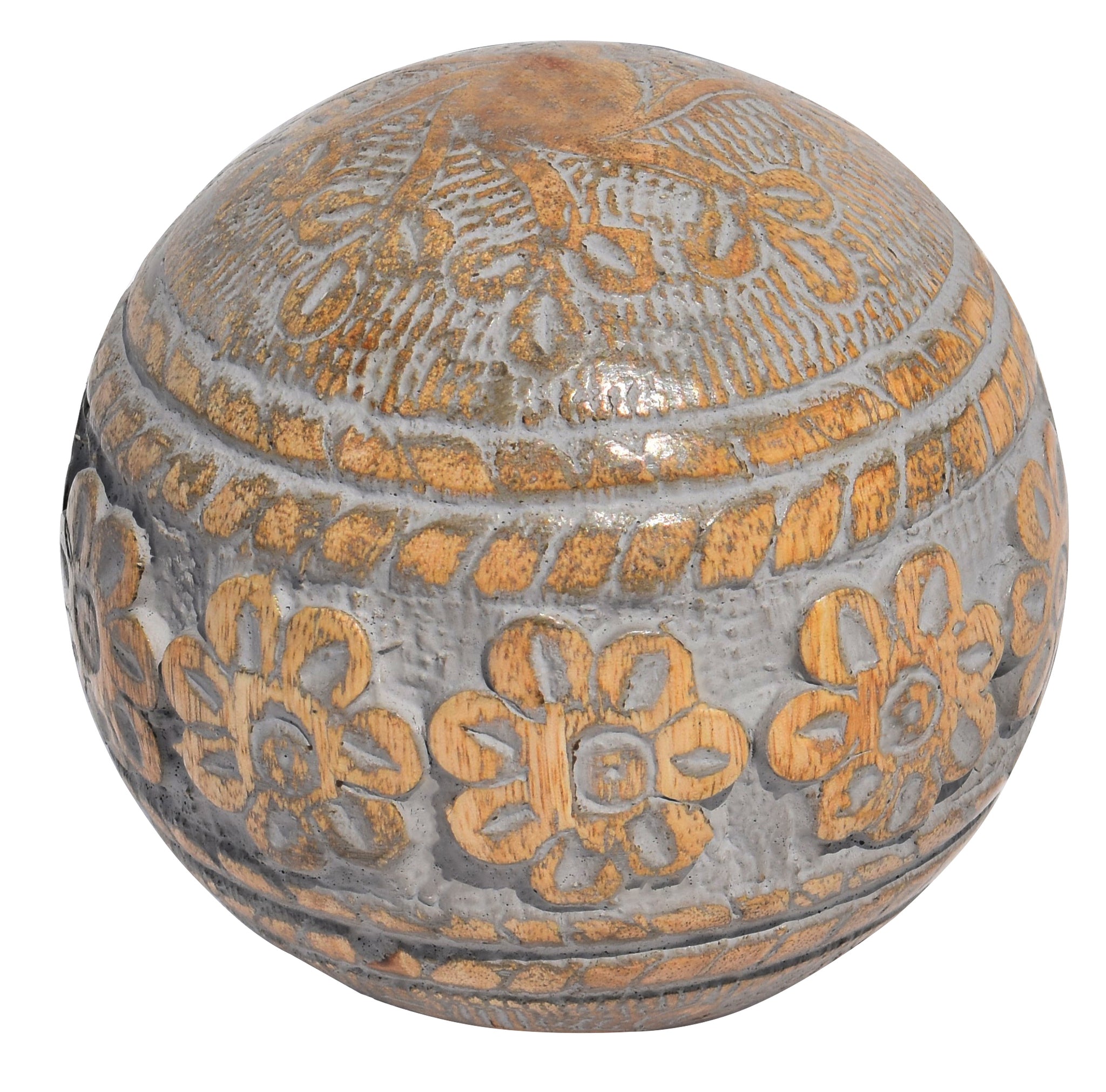 Gray Antique Mango Wooden Orbs | 10x10 CM | Decorative Gift