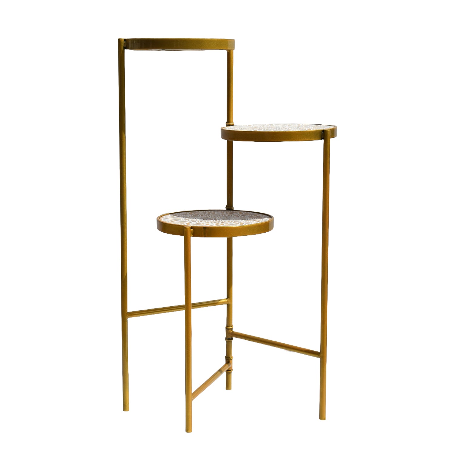 Wooden Wide Floral 3-Tier Foldable Plant Stand | Space-Saving Design | Elegant Home Decor