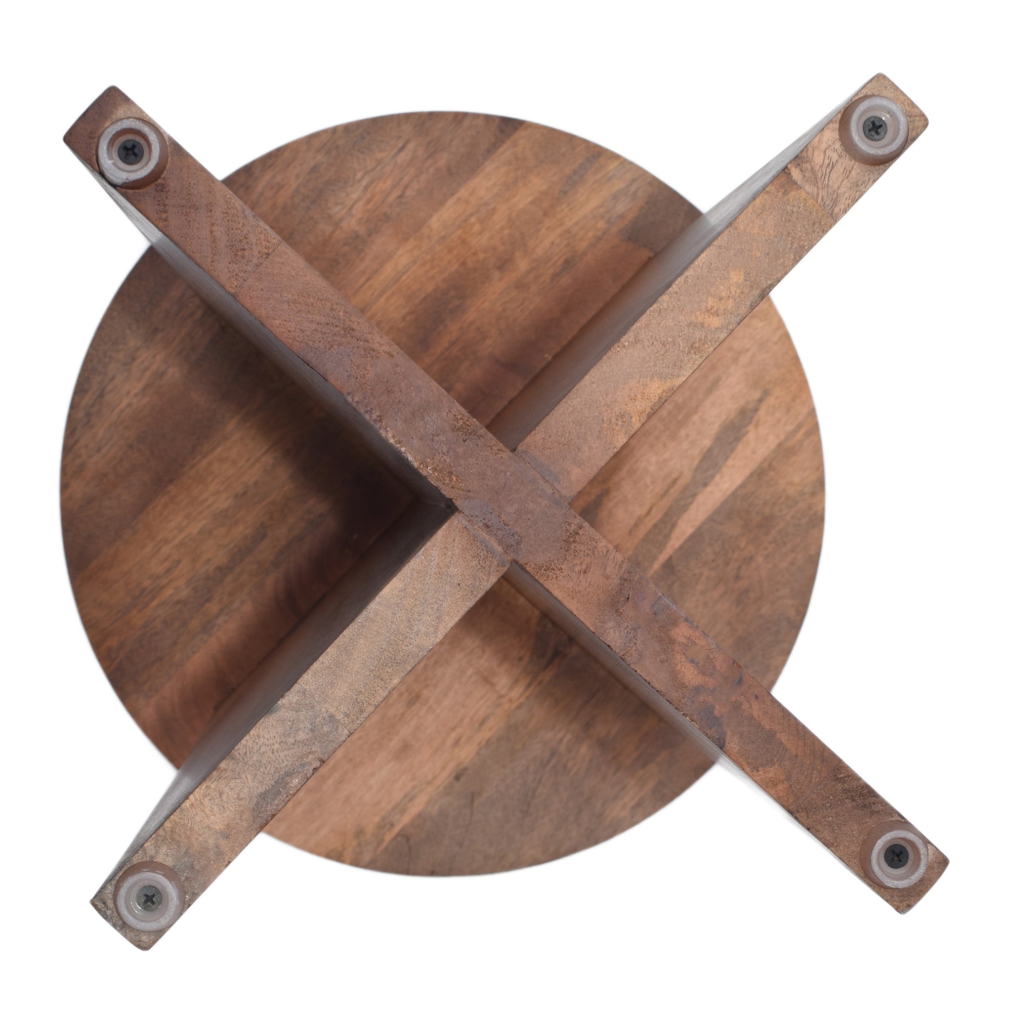 Cross bottom round Wooden Side Table