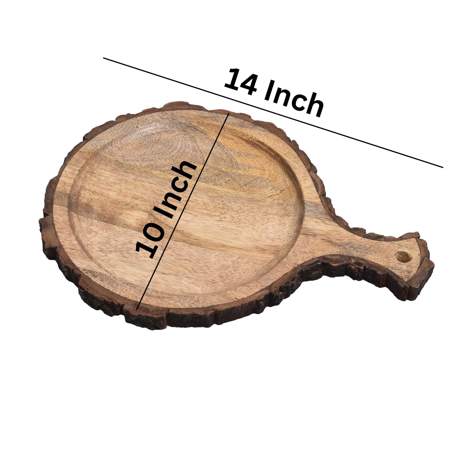 Wooden Bark border round Serving Platter