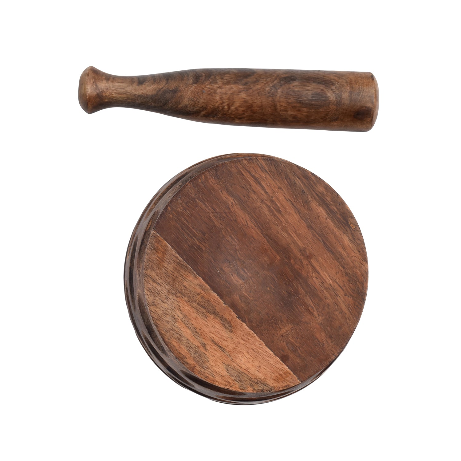 Wooden Carved Mortar & Pestle