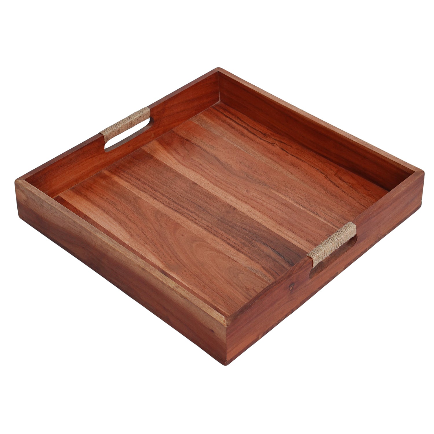 Jute Wooden handles Acacia tray