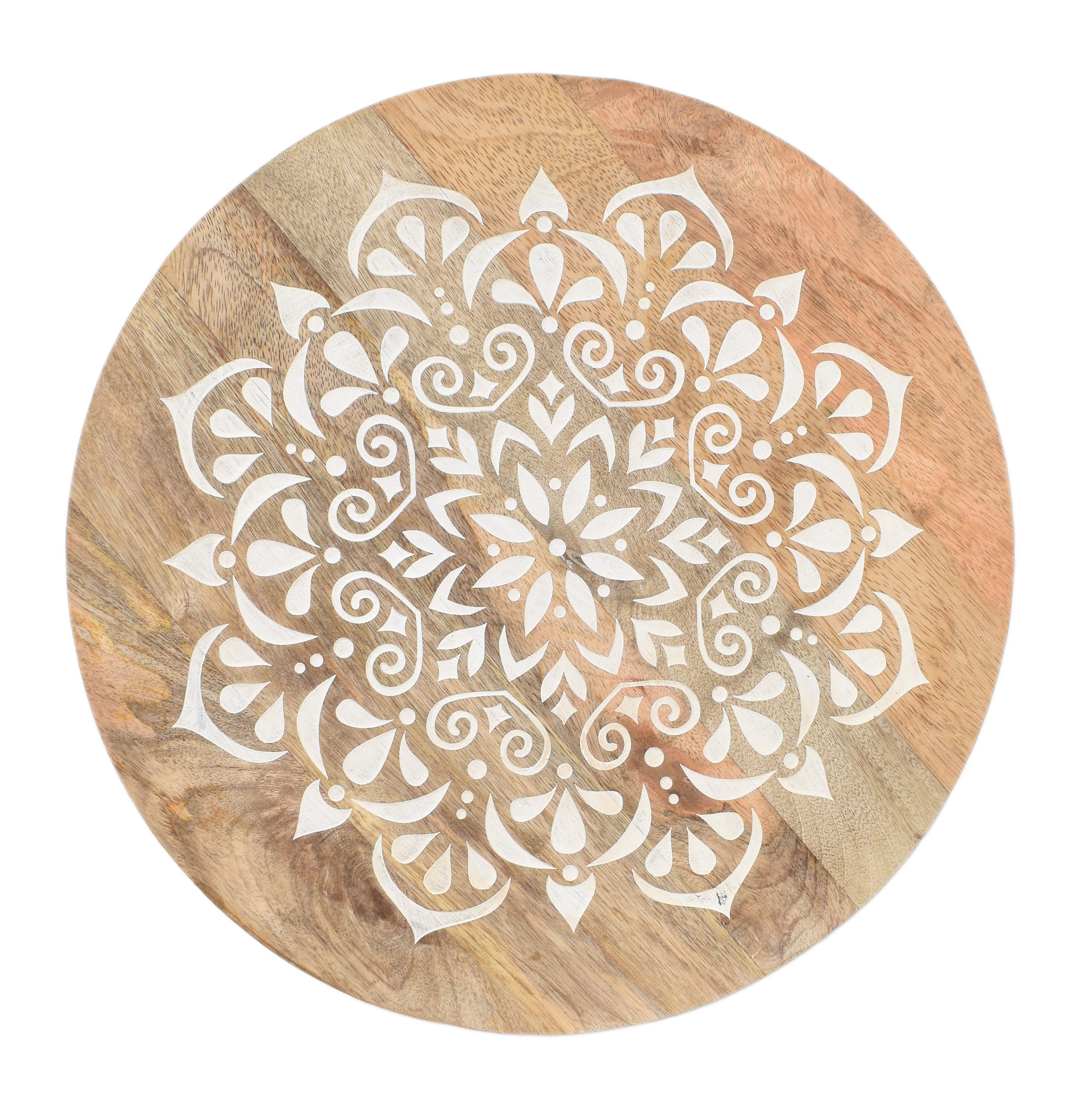 Handcrafted Wooden Side Table with Metal Legs