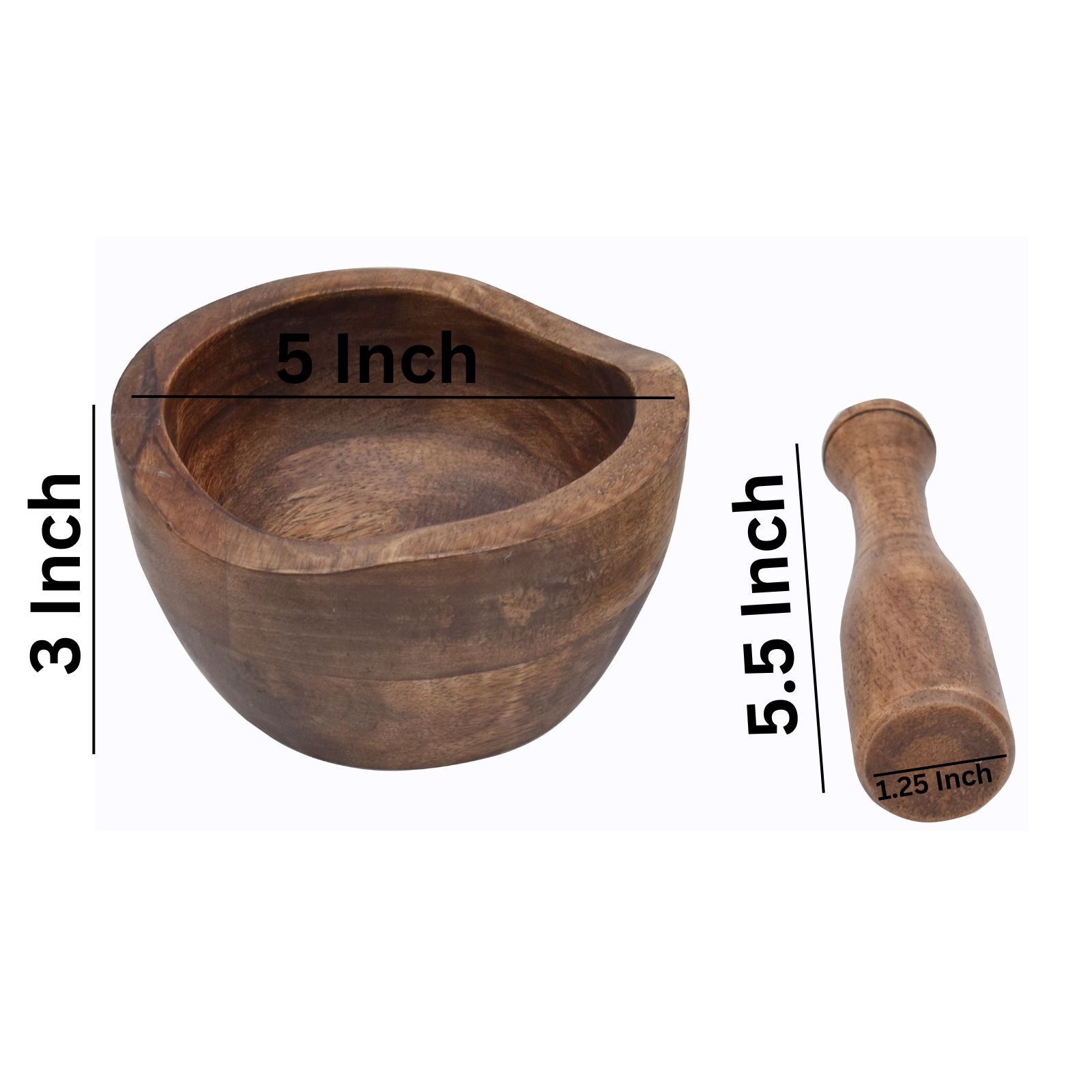 Wooden Carve edges design Mortar & Pestle