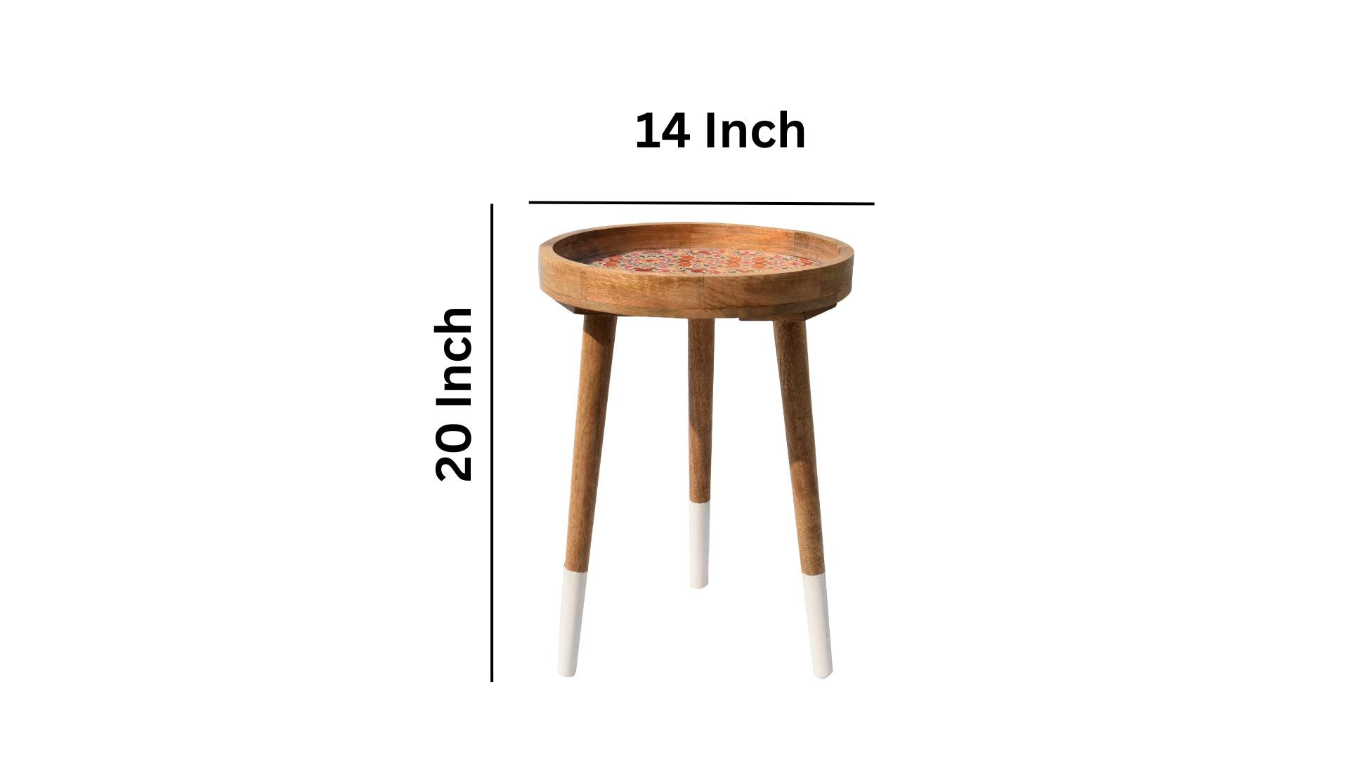 Wooden Leafs dense  Decal work Round Side Table