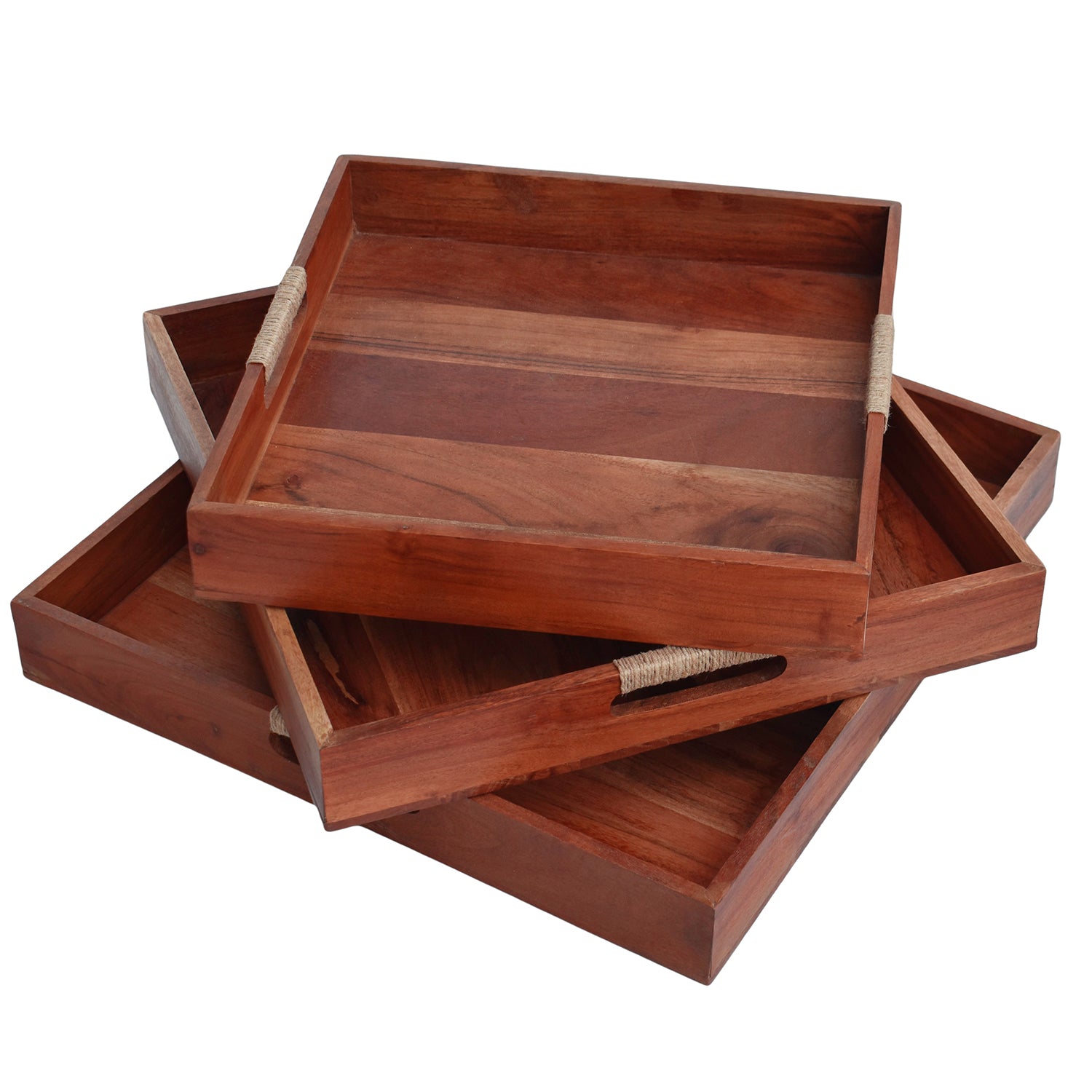 Jute Wooden handles Acacia tray