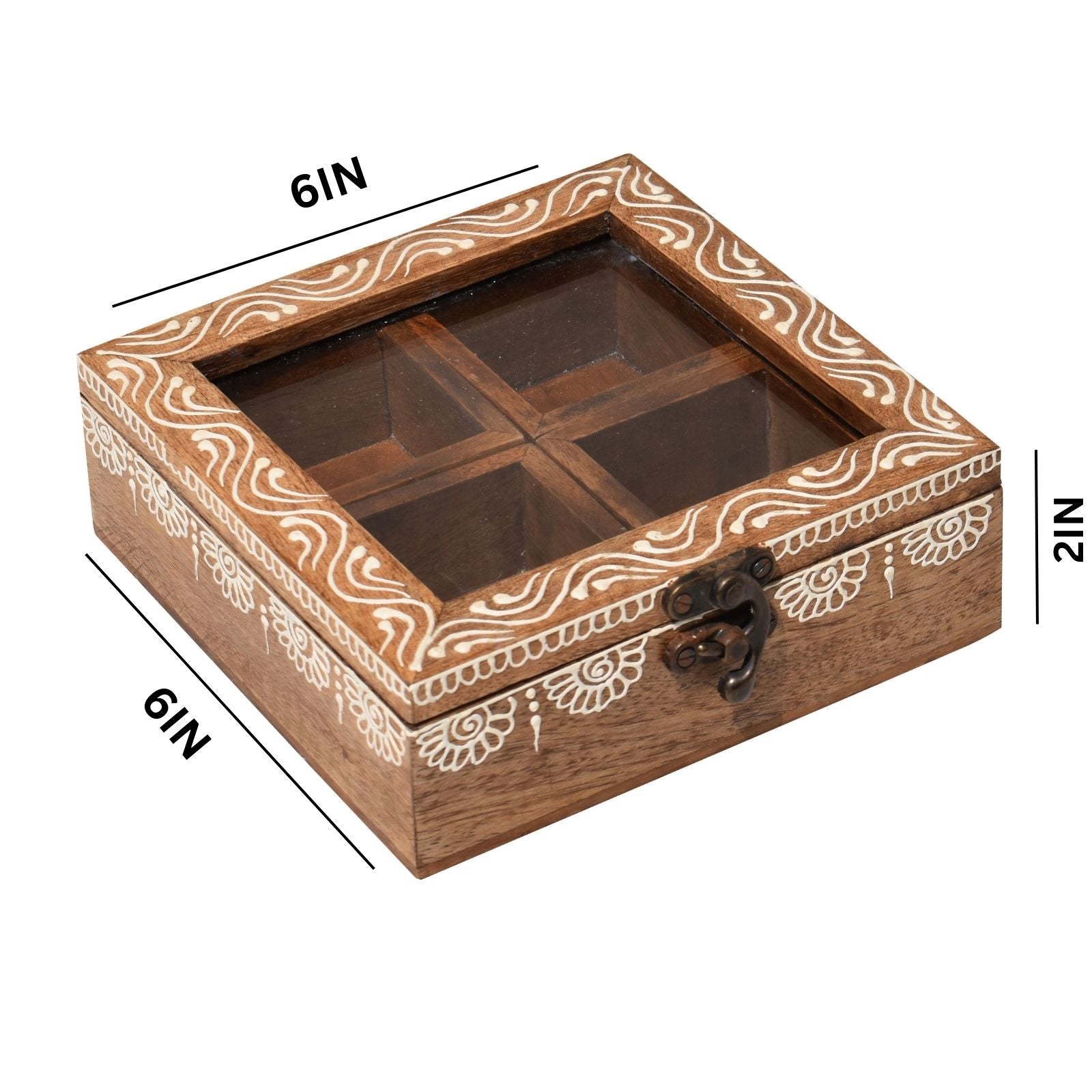 Handcrafted, Wooden Spice Box with Heena Painting (GD2300)
