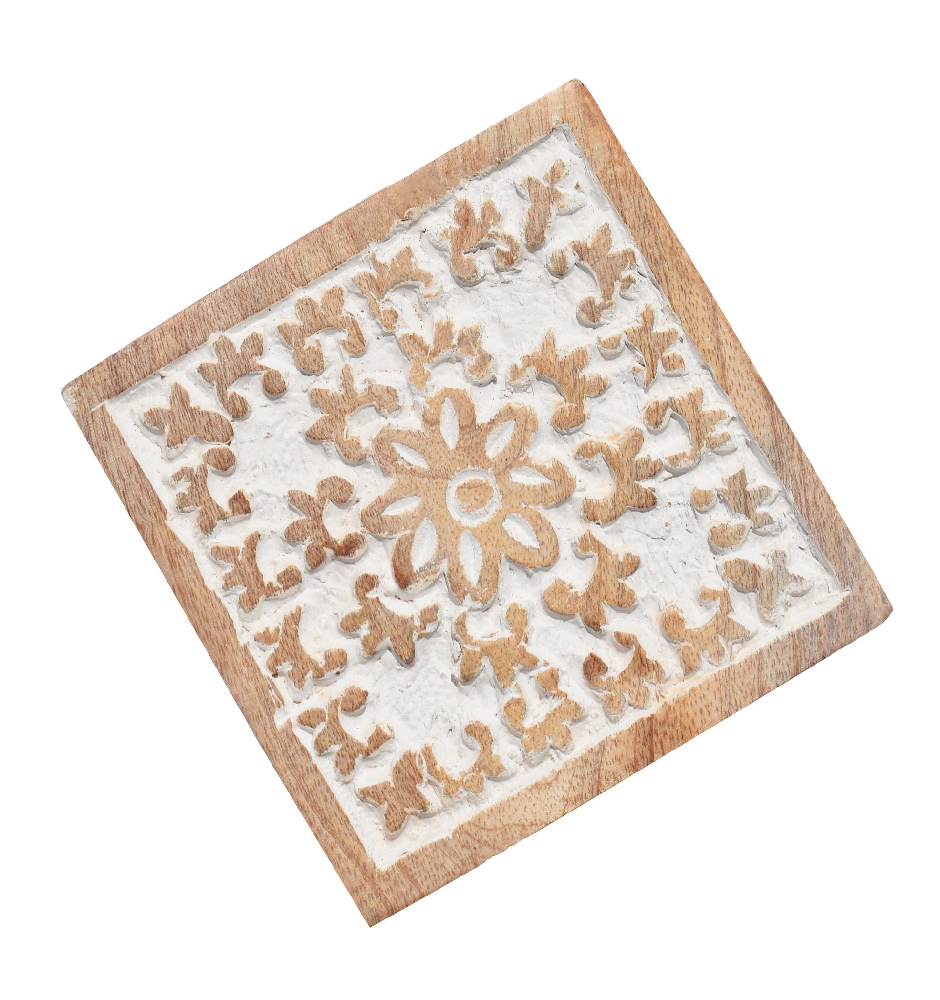 Floral Wooden Carved Coasters.