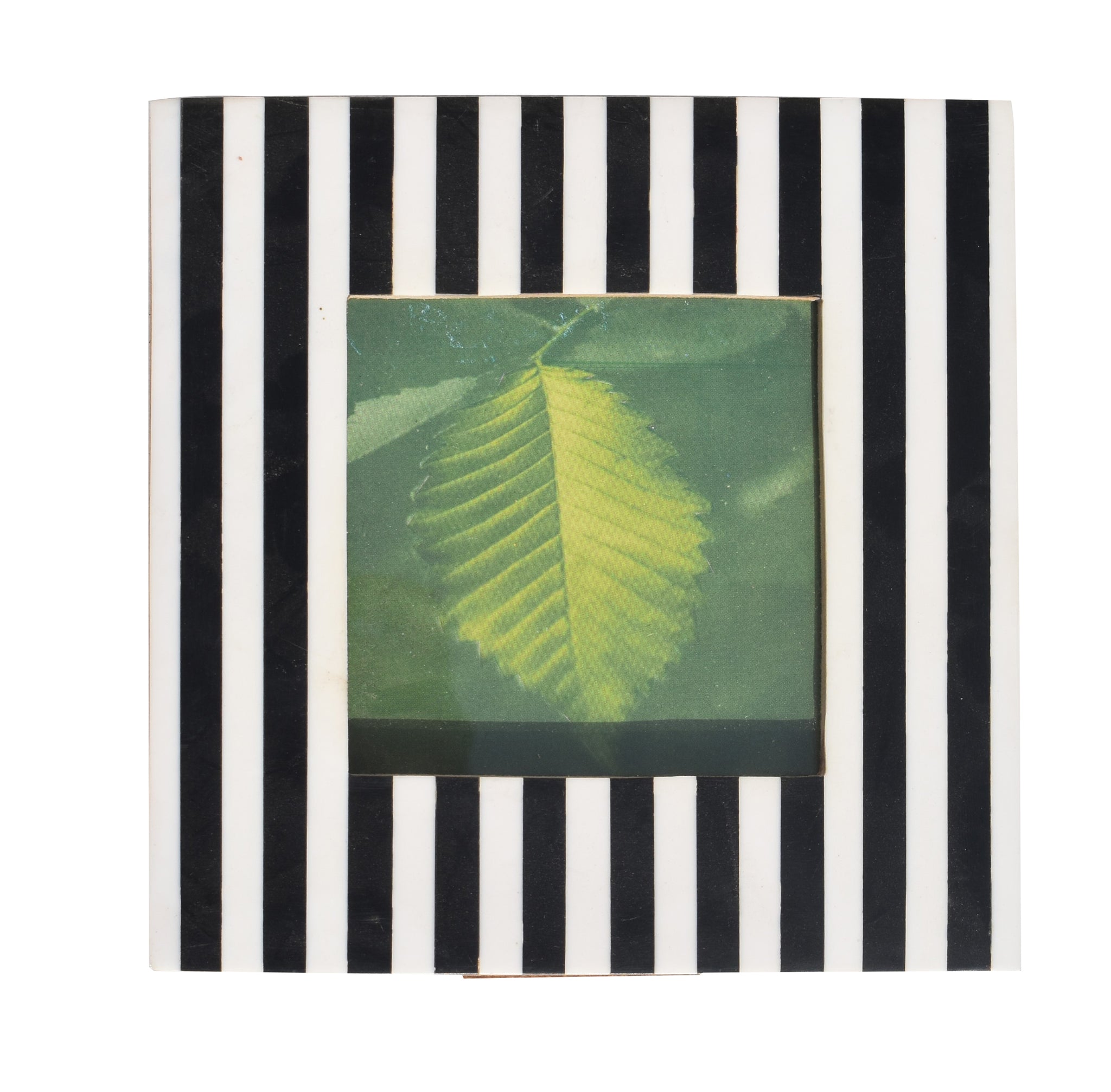 Black & White strips Resin Photo Frame -  Elegant Wooden Frame
