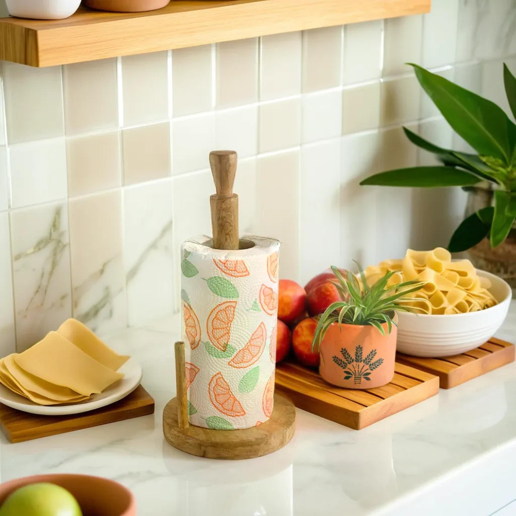 Natural wooden sleek carving Kitchen Towel Holder