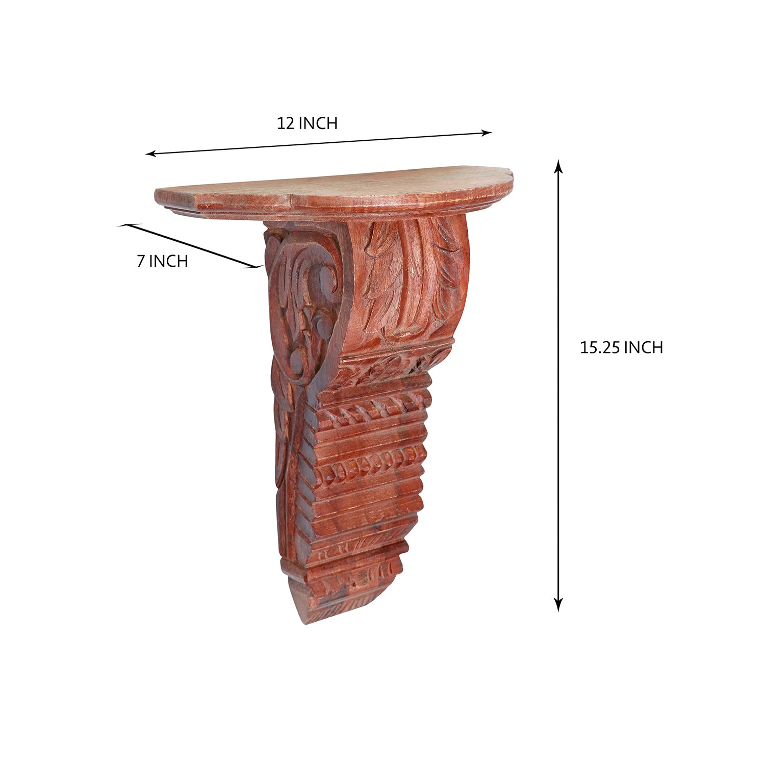 Walnut Carved Wooden Wall Shelf