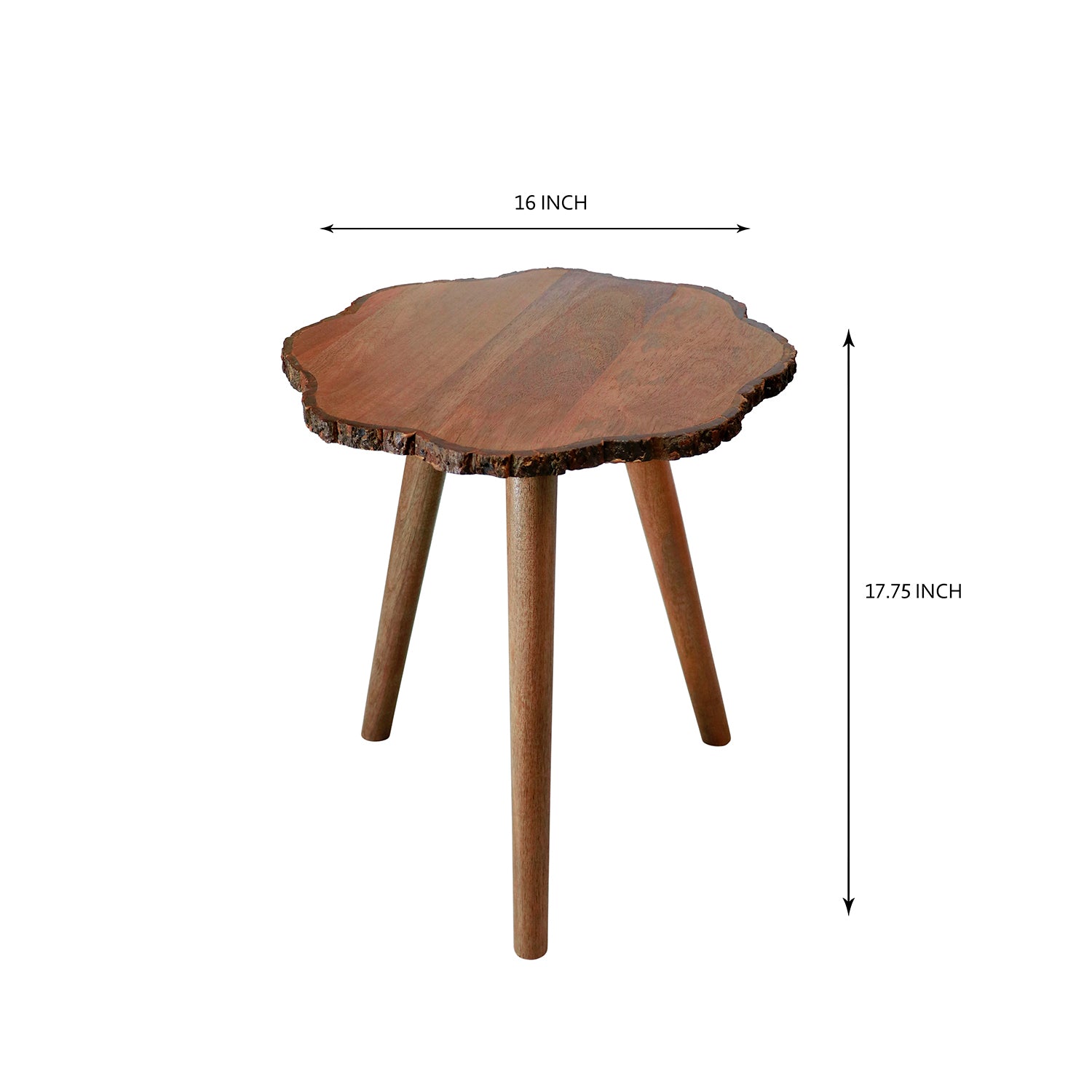 Wooden top with bark natural round table
