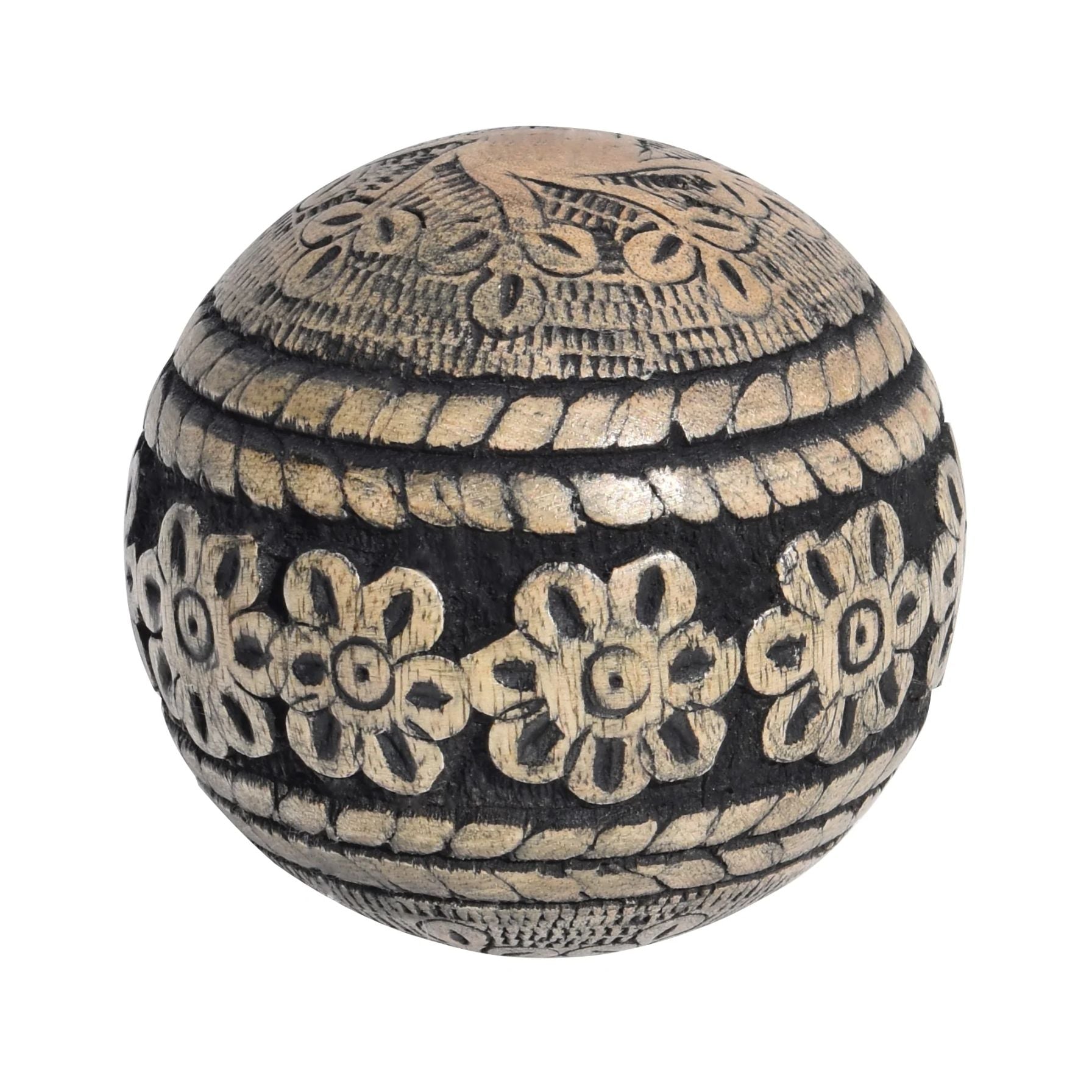 Black Natural Mango Wooden Orbs | 10x10 CM | Decorative Gift