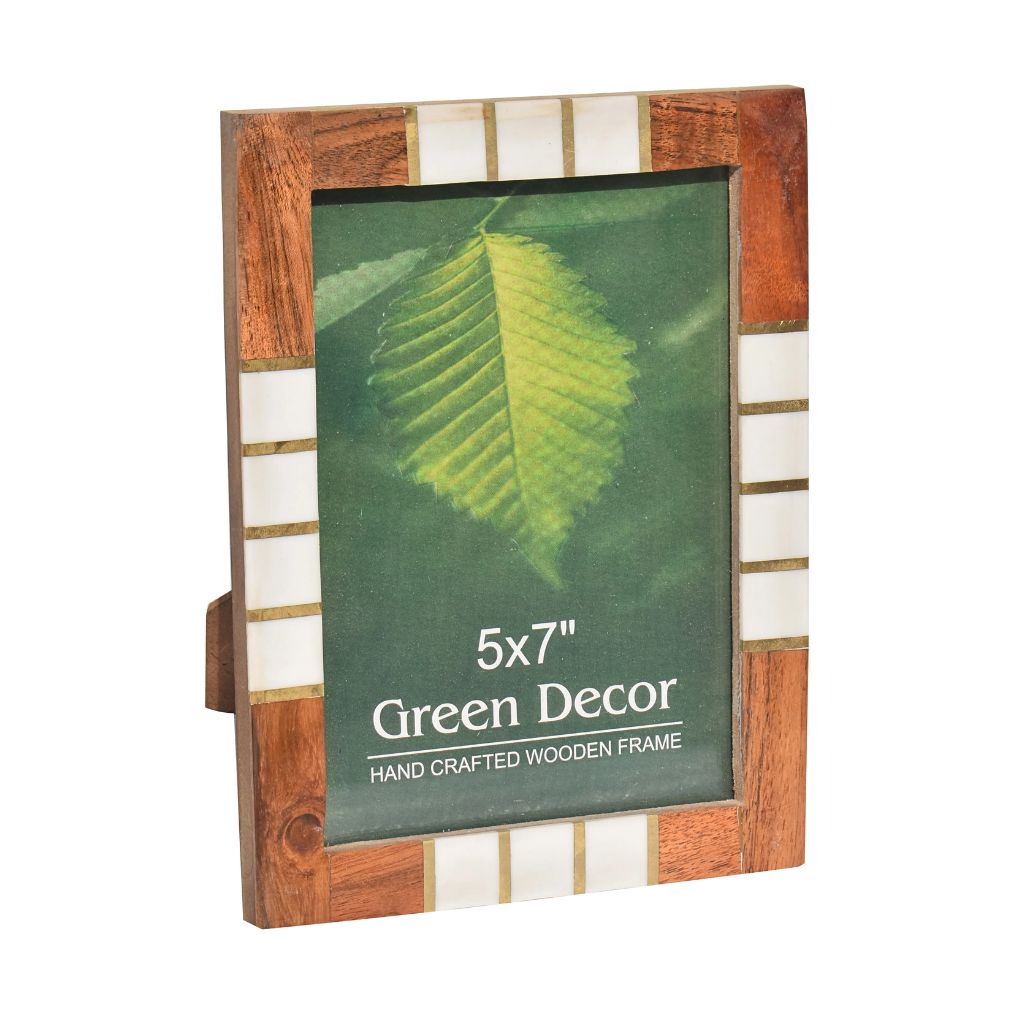 White strips Resin Photo Frame -  Elegant Wooden Frame
