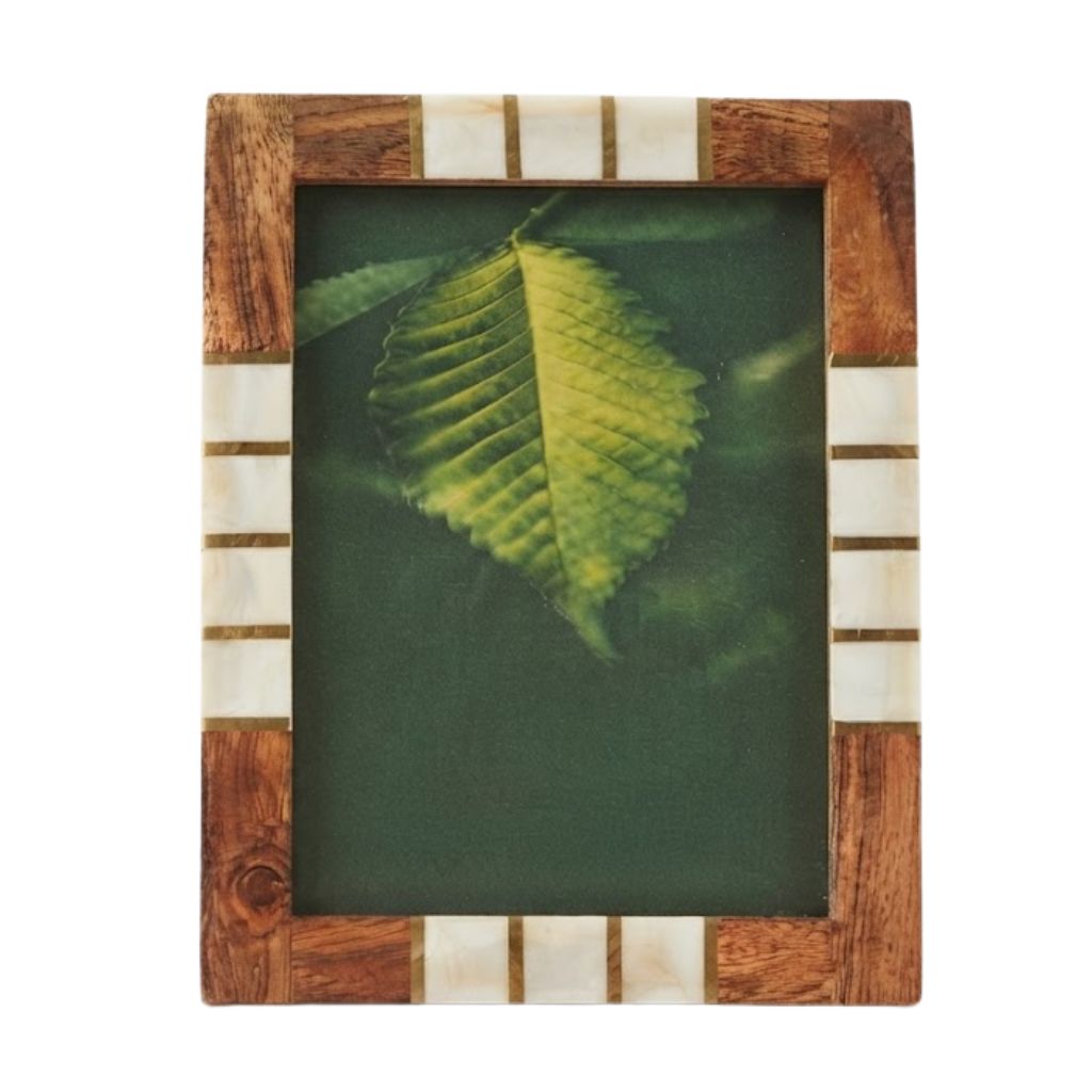 White strips Resin Photo Frame -  Elegant Wooden Frame