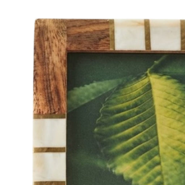 White strips Resin Photo Frame -  Elegant Wooden Frame