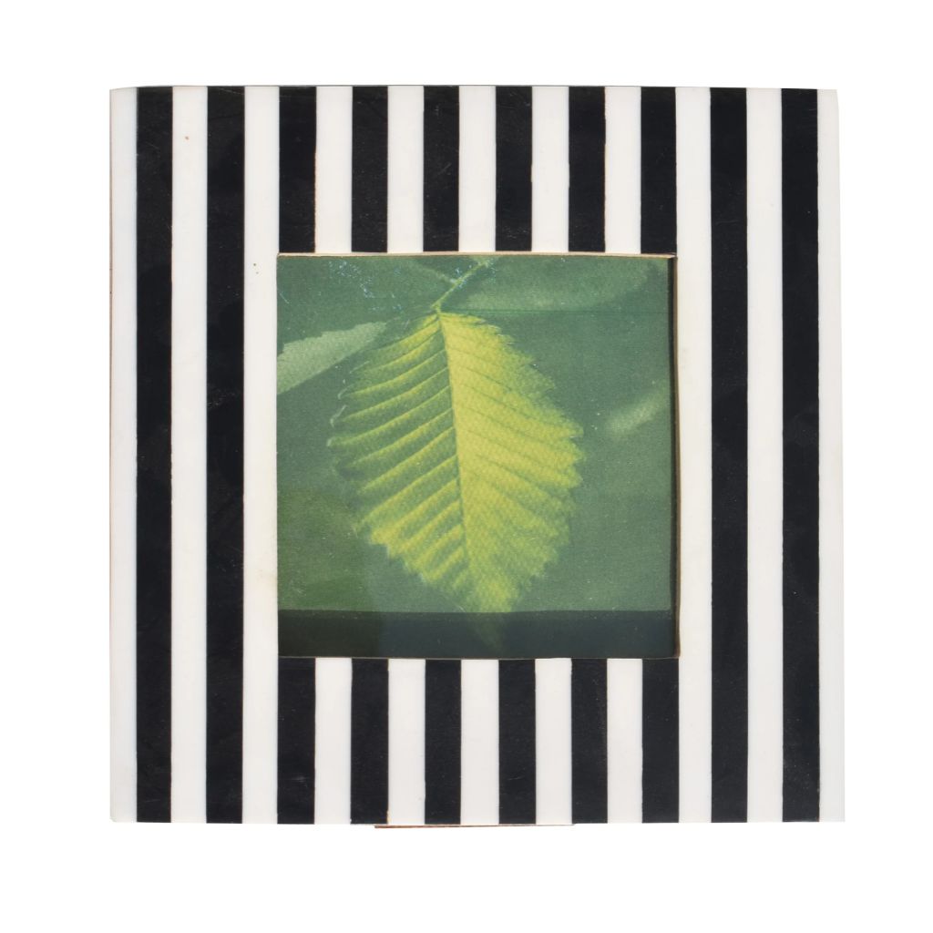 Black & White strips Resin Photo Frame -  Elegant Wooden Frame