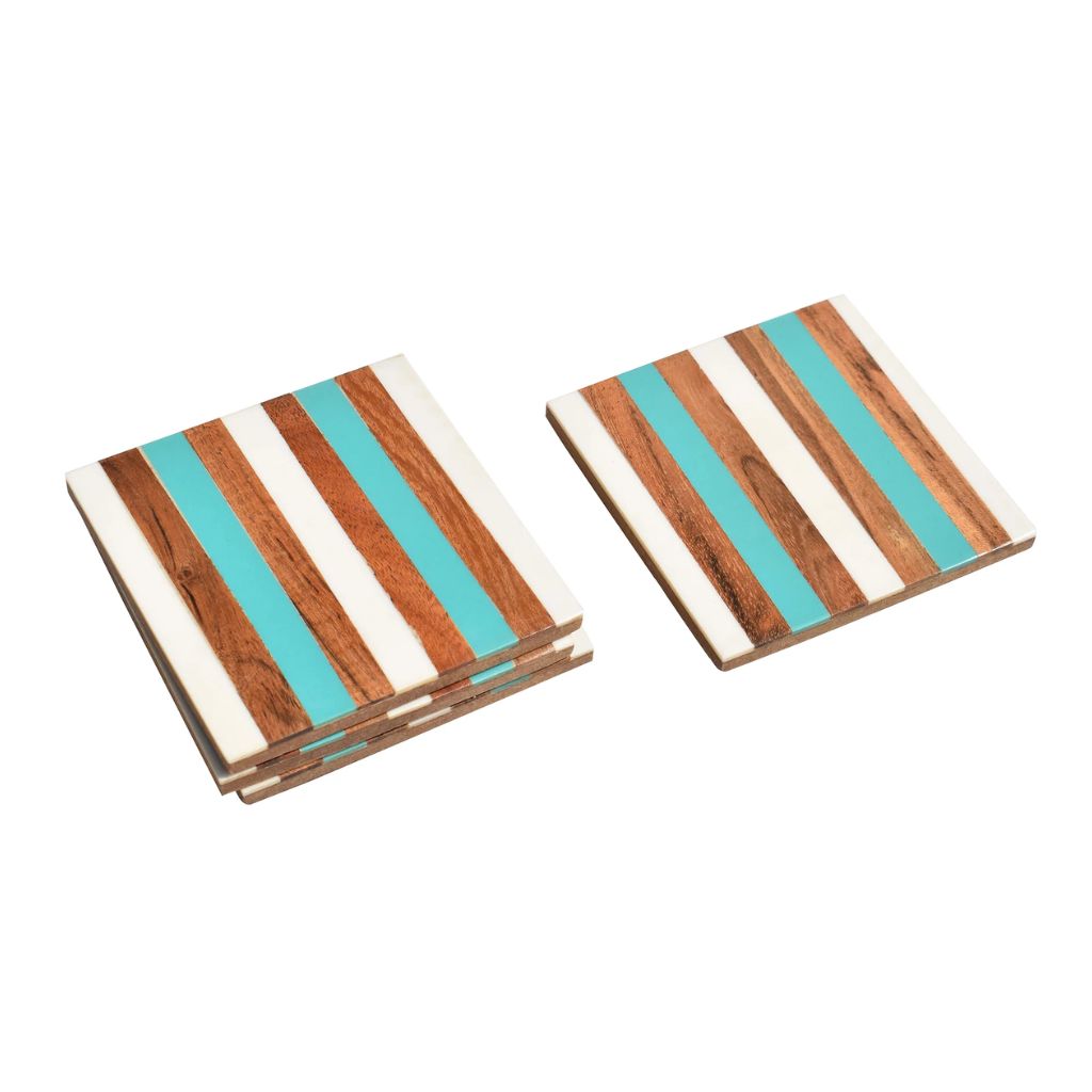Wooden Resin Coaster(Blue and white Resin)