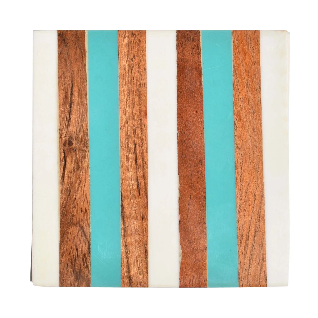 Wooden Resin Coaster(Blue and white Resin)