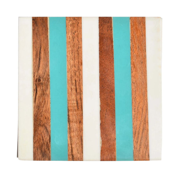 Wooden Resin Coaster(Blue and white Resin)