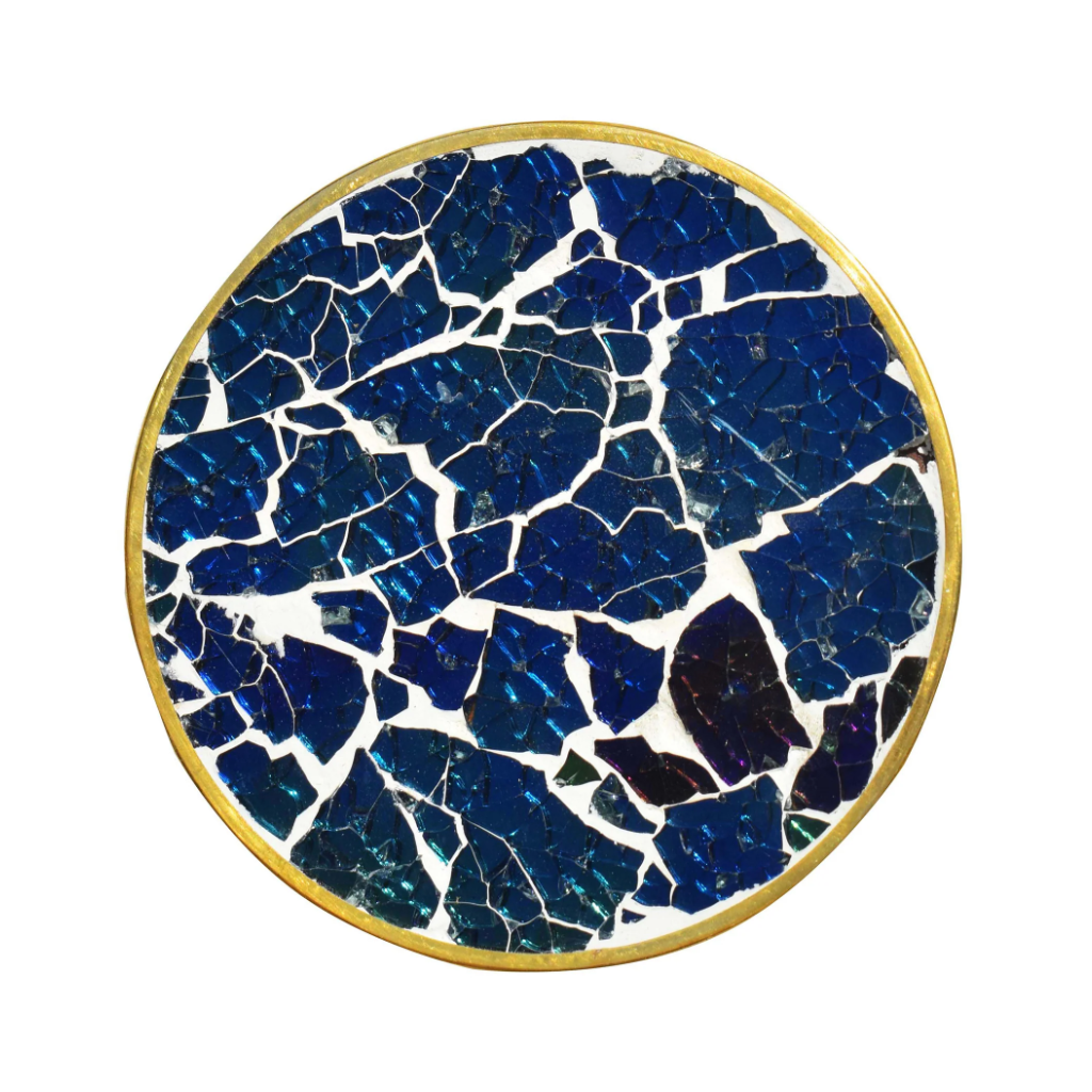Mosaic Wooden Coaster(Blue Glass and Resin)